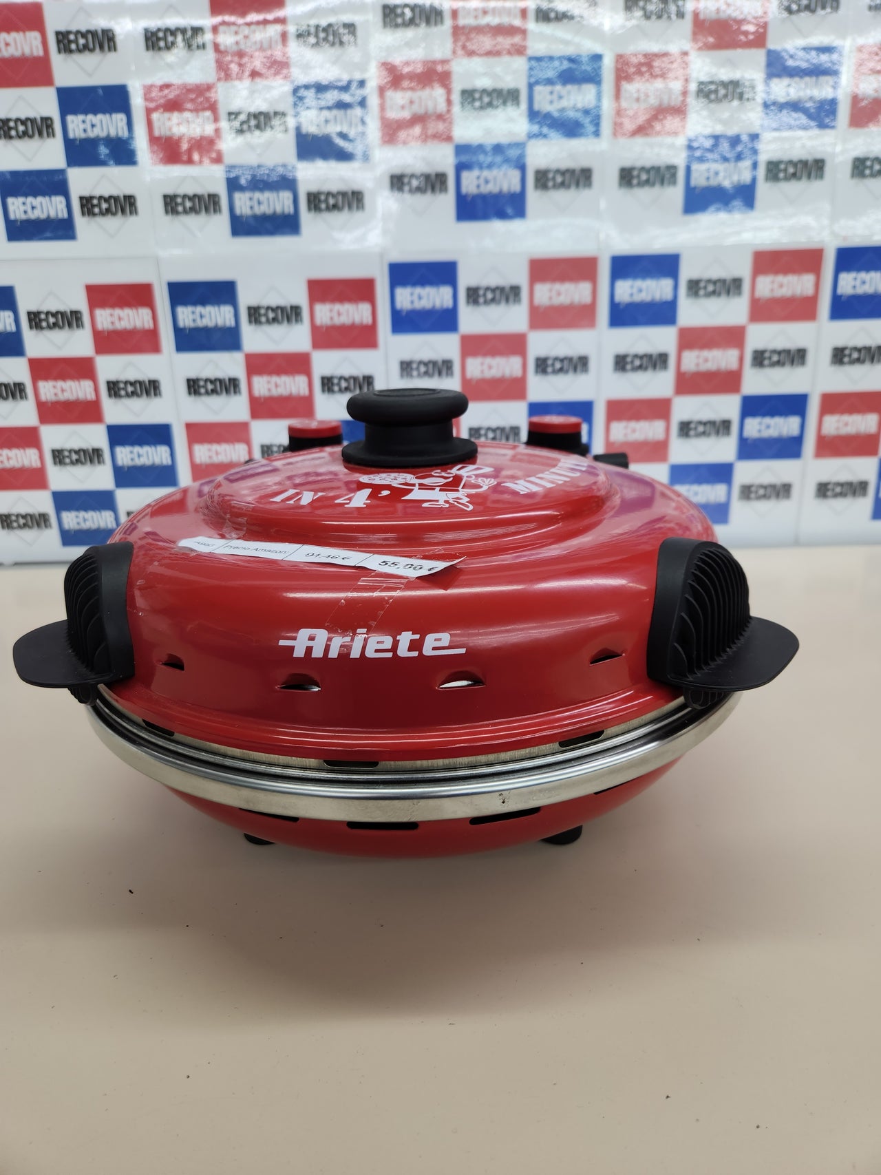 Ariete 919 - Horno para pizza en 4 minutos, 1200 W, 5 niveles temperatura, diámetro 33 cm, regulador de tiempo 30 minutos y temperatura, indicador luminosos encendido/apagado, color rojo negro