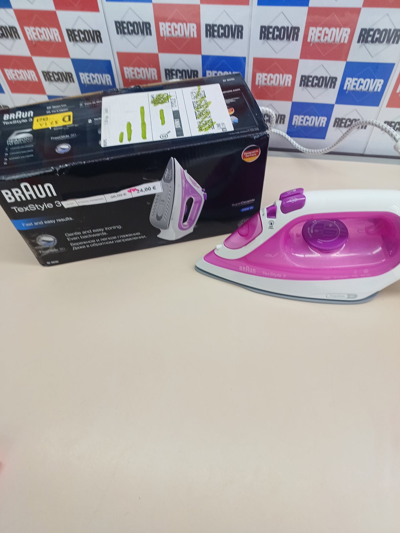Plancha ropa vapor Texstyle, 2300 W, suela bidireccional 3D SuperCeramic, déposito 270 ml, Frambuesa, Púrpura, 140 gr/min Braun Hogar.
