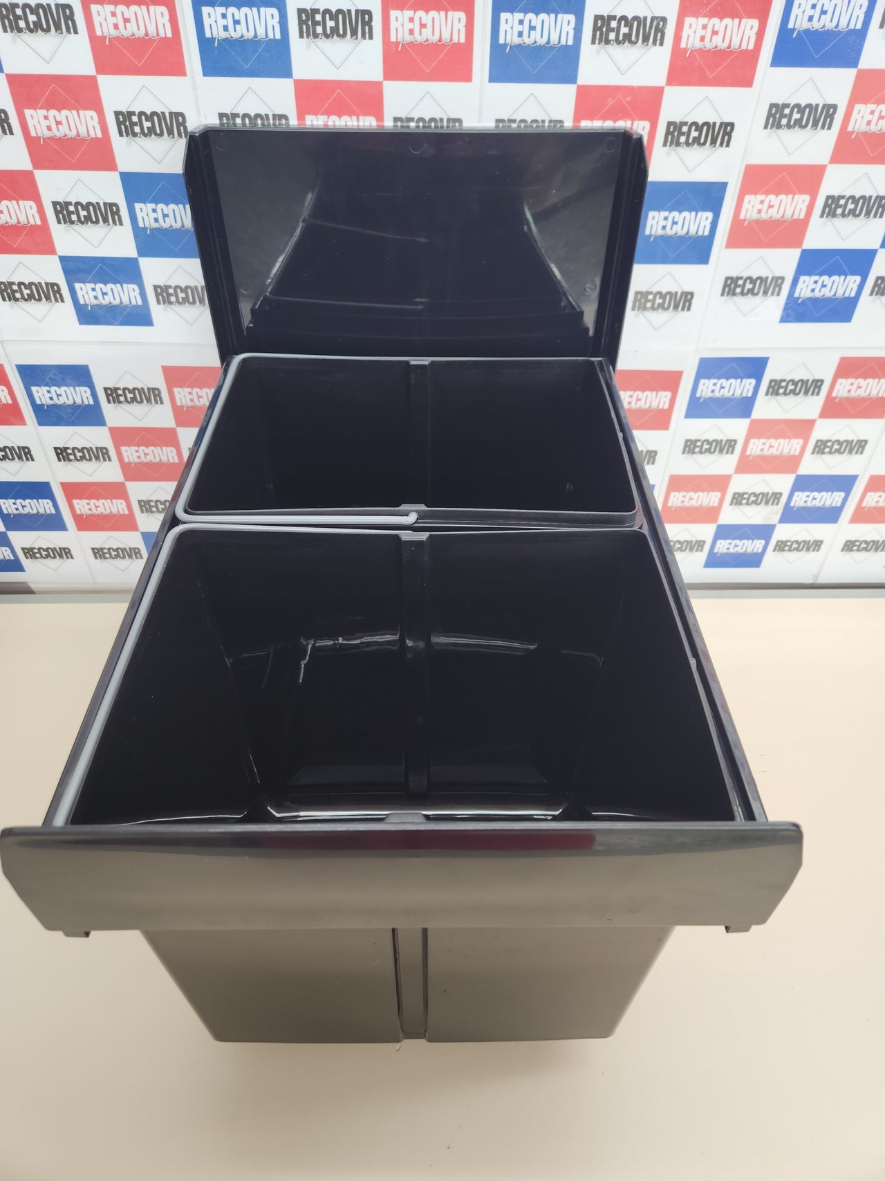 Cubo de Basura 2 Compartimentos, Papelera Cocina Extraíble Bajo Fregadero, 2x15 L, 35,1 x 34,3 x 48 cm, Negro Relaxdays