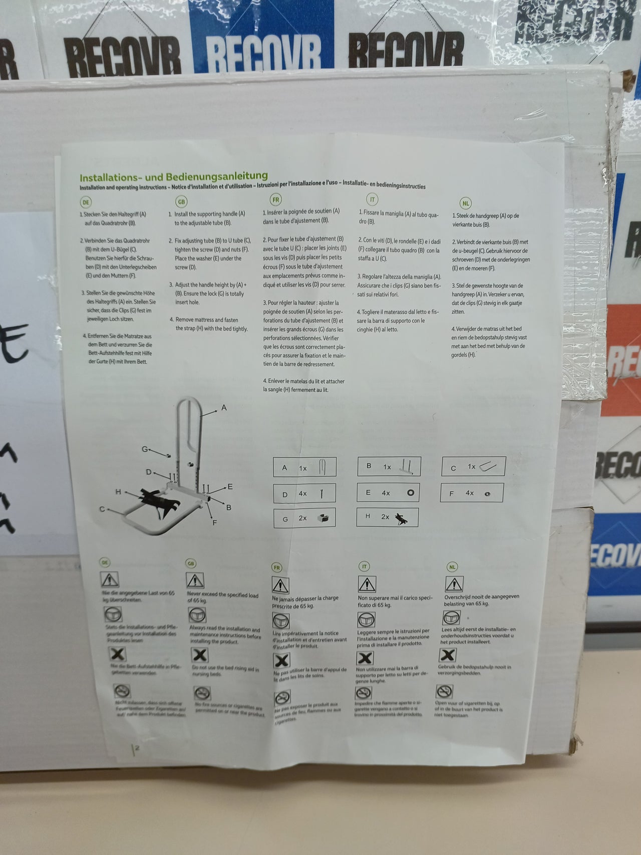 Barra de Cama Asistencial Blanca con Agarre