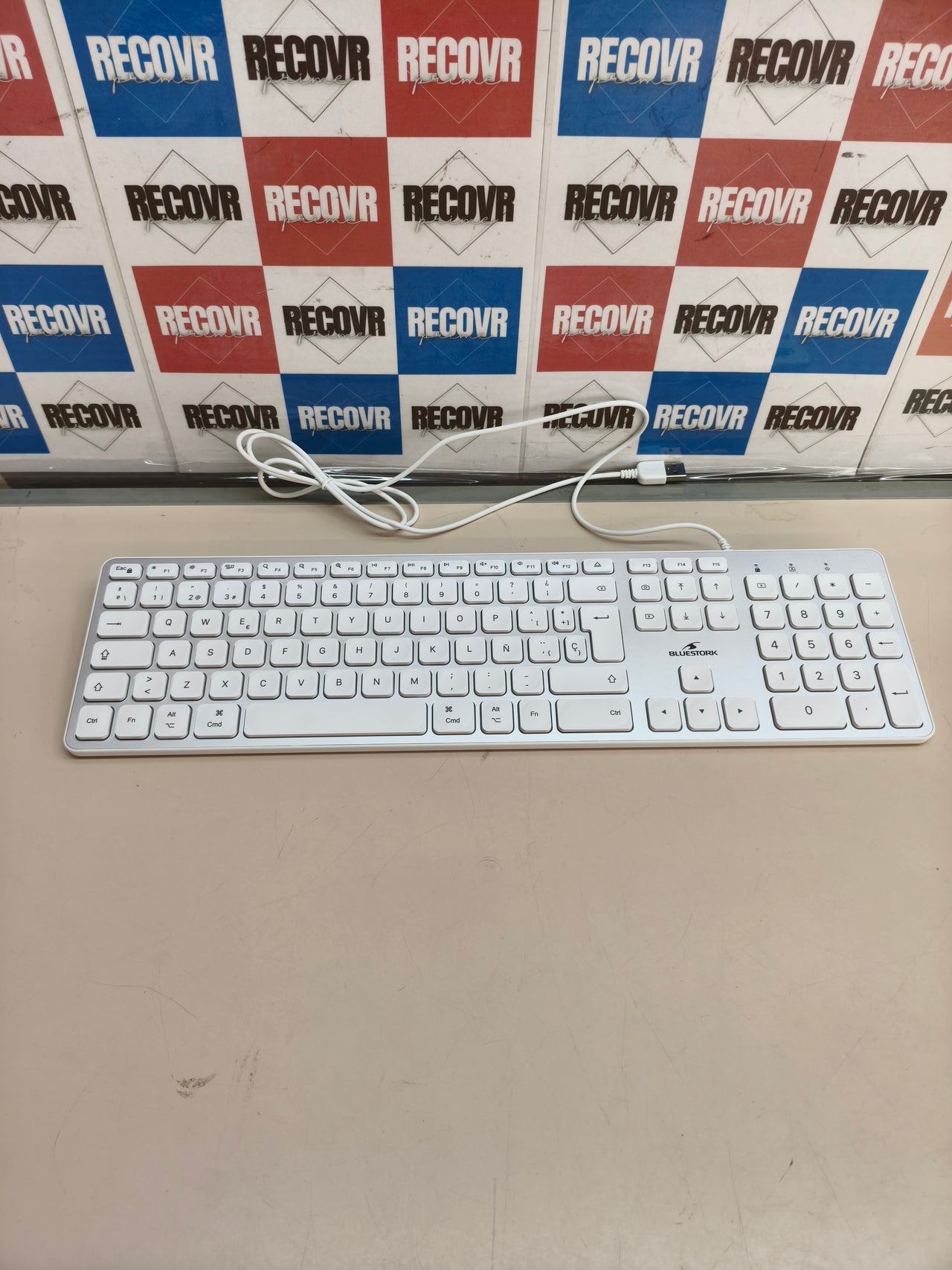 Teclado QWERTY con cable Bluestork para Mac, blanco