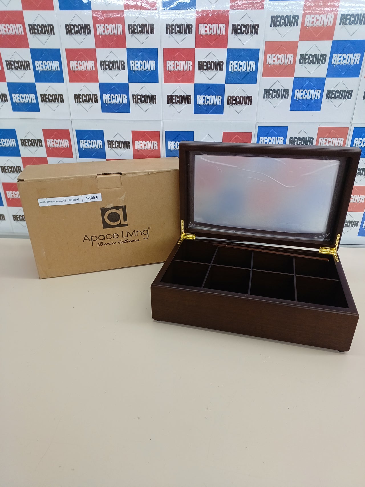 Caja de té de madera Apace Living 8 compartimentos