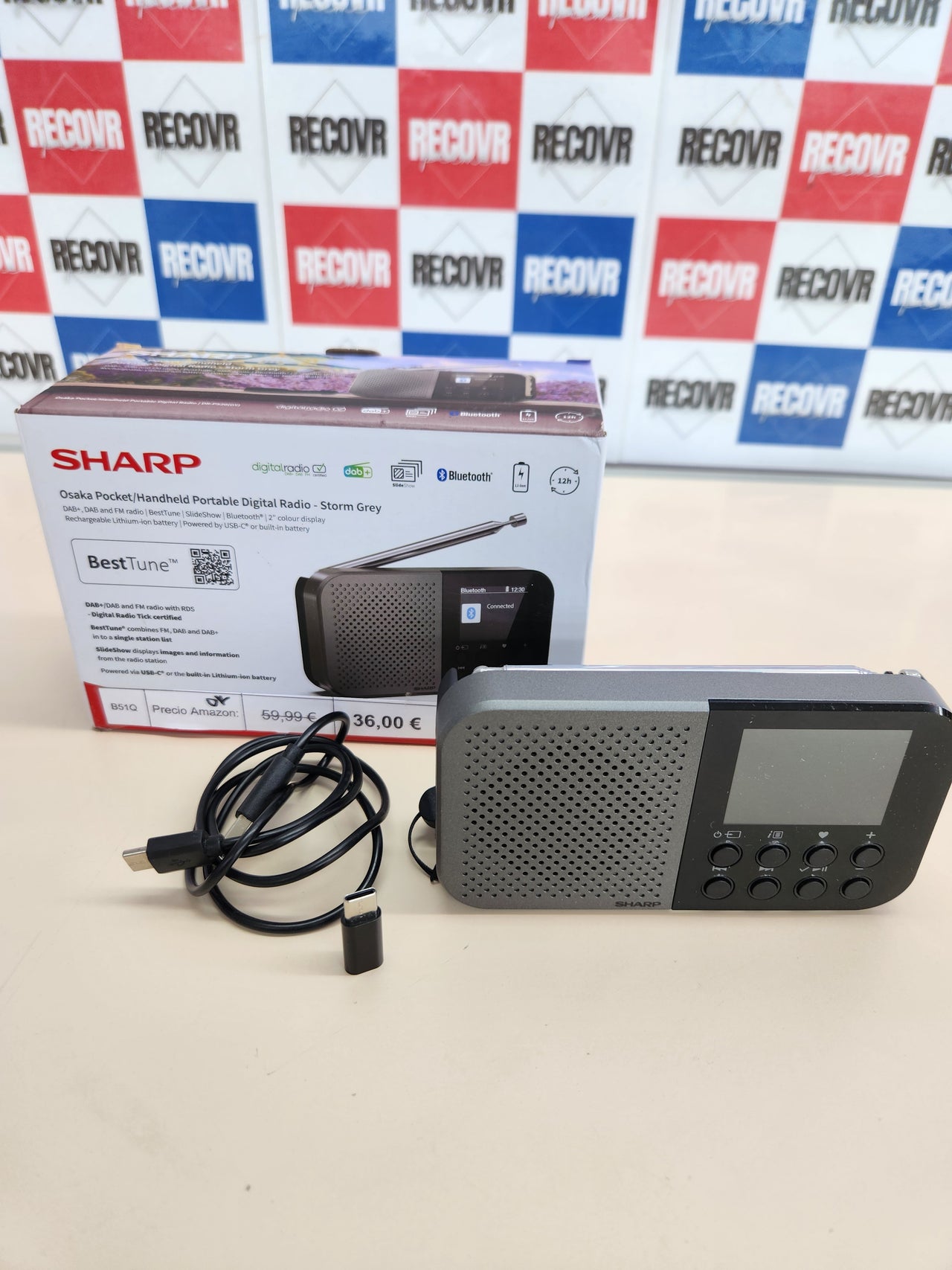 Radio Digital Bolsillo Osaka, DAB+, DAB y FM SHARP DR-P520(GY)