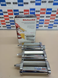 Thumbnail for KitchenAid 3 Piece Roller Attachment Set Liso Y Rodillos CORTANTES para Pasta DE 3 Piezas 5KSMPRA, 300 W, 0 Decibelios, Acero Inoxidable, Aciero