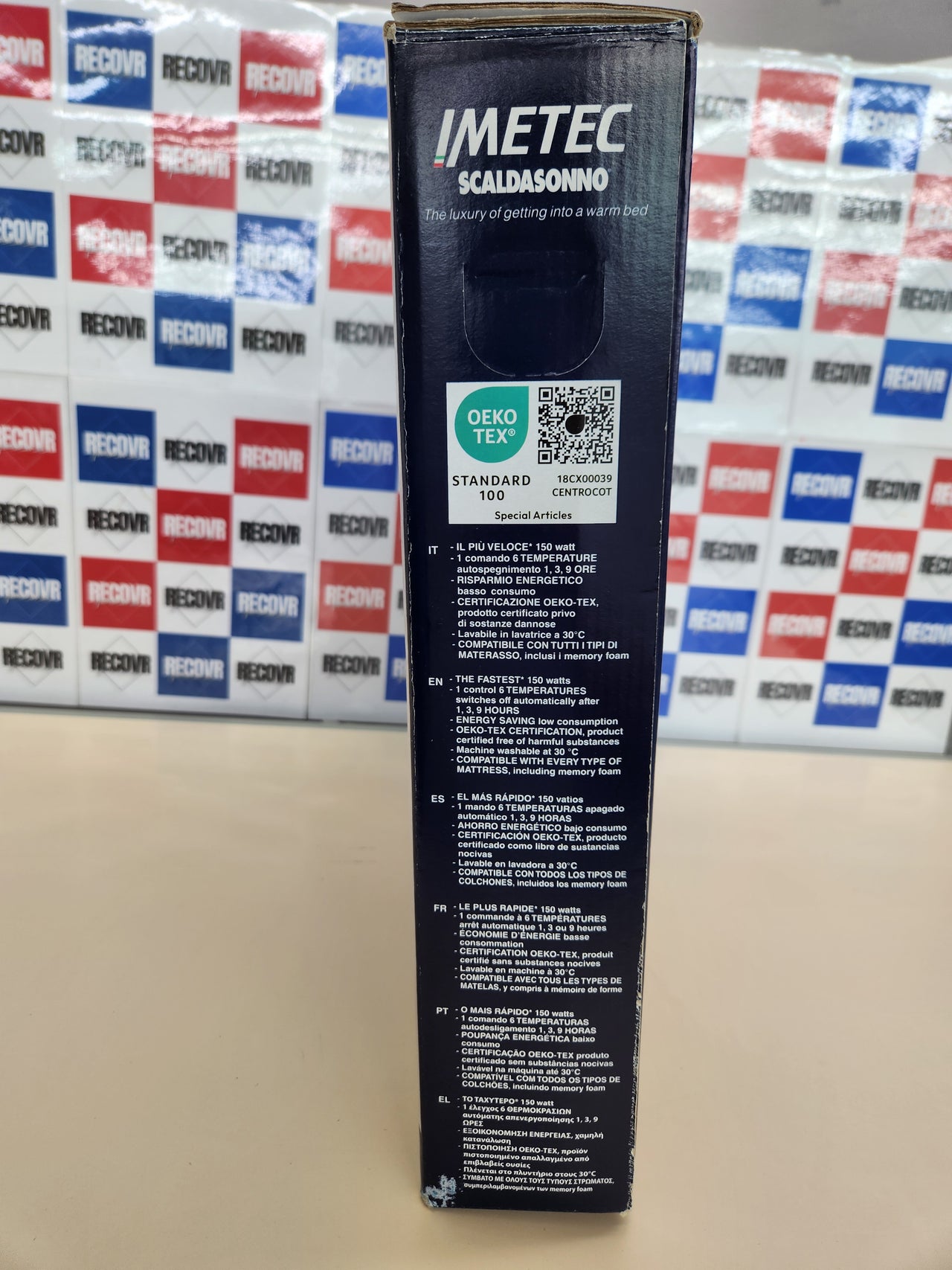 Imetec Adapto Calientacamas individual 150x80 cm, 100% algodón, tecnología patentada, rápido calentamiento, sistema de protección Electro Block, 2 mandos con 6 niveles de temperaturas