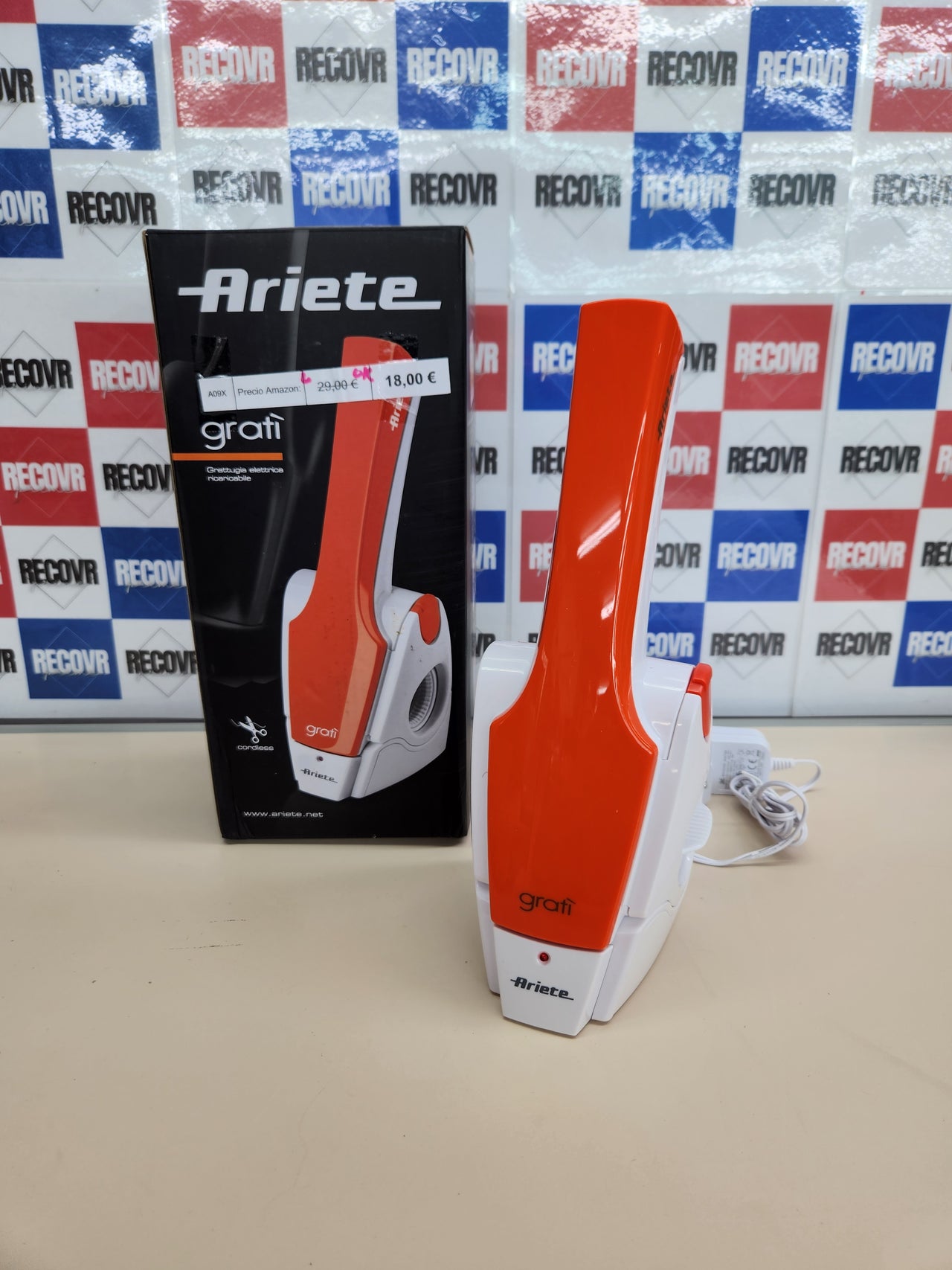 Rallador Eléctrico Resistente al Agua, 120W, 1000mAh acero inoxidable Ariete 447 desmontable, blanco, naranja