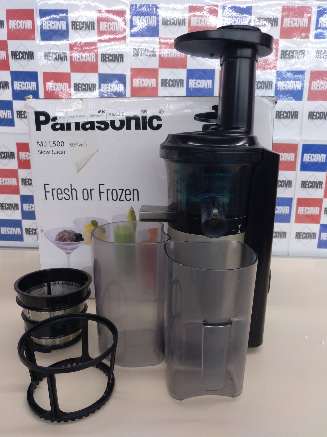 Panasonic MJ-L500 Exprimidor de velocidad lenta, 150 W, 1.3 litros, 2, Gris (Versión Importada)