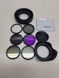 Kit filtro 55mm ND y Accesorios de Lente, ND2 ND4 ND8 UV FLD CPL(Polarizador Circular) Juego de Filtros con Tapa de Lente/Parasol de Lente en Forma de Tulipán/Parasol de Lente Goma Plegable NEEWER