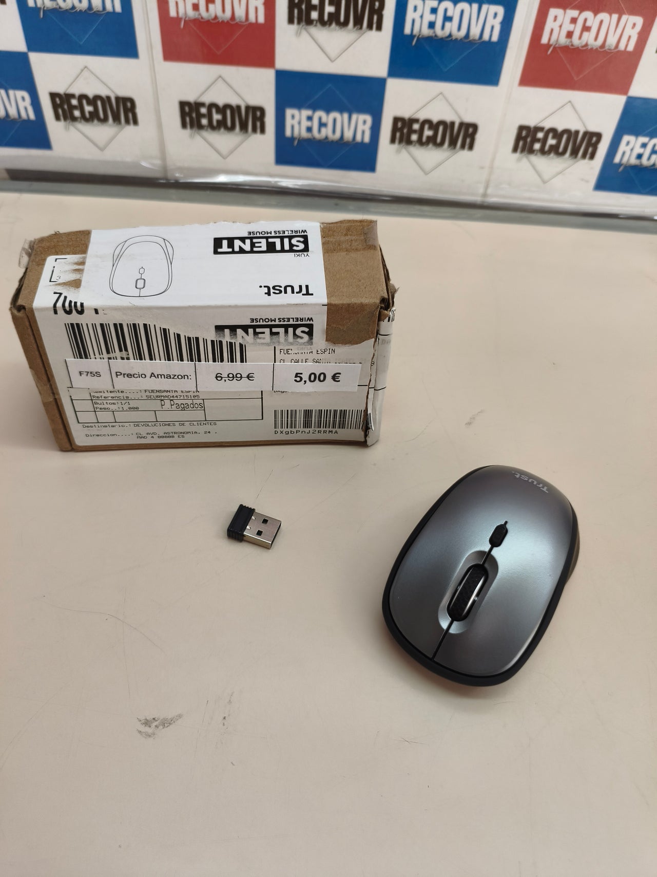 Ratón inalámbrico Trust silencioso, 800–1600 DPI, negro