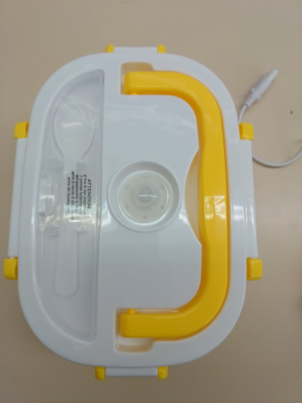 Calientaplatos Eléctrico Portátil,2 Recipientes Extraíbles, Cubiertos Incluidos, 220V, Amarillo BEPER 90.920G.