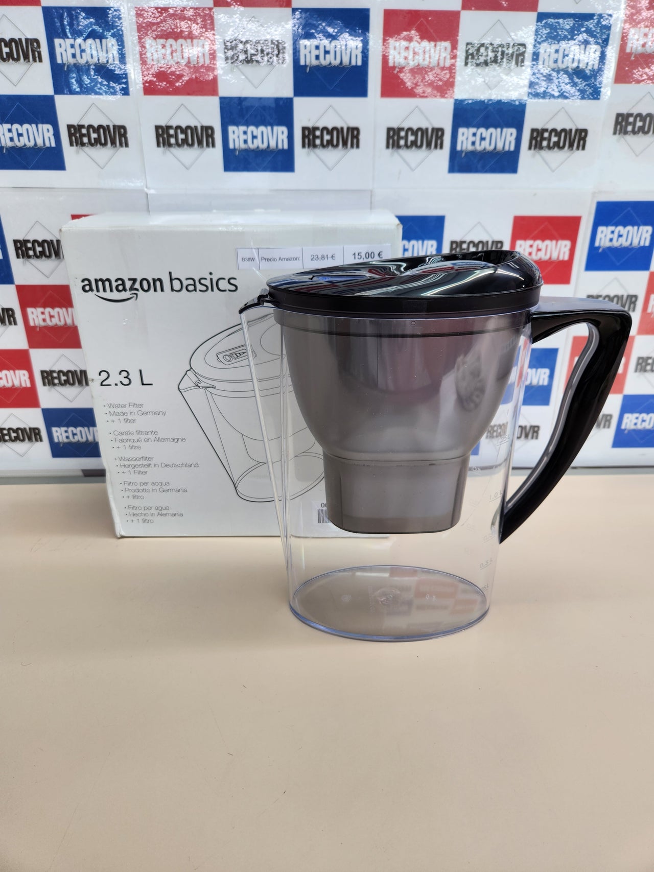 Jarra de filtrado de agua 2,3 L - Negro