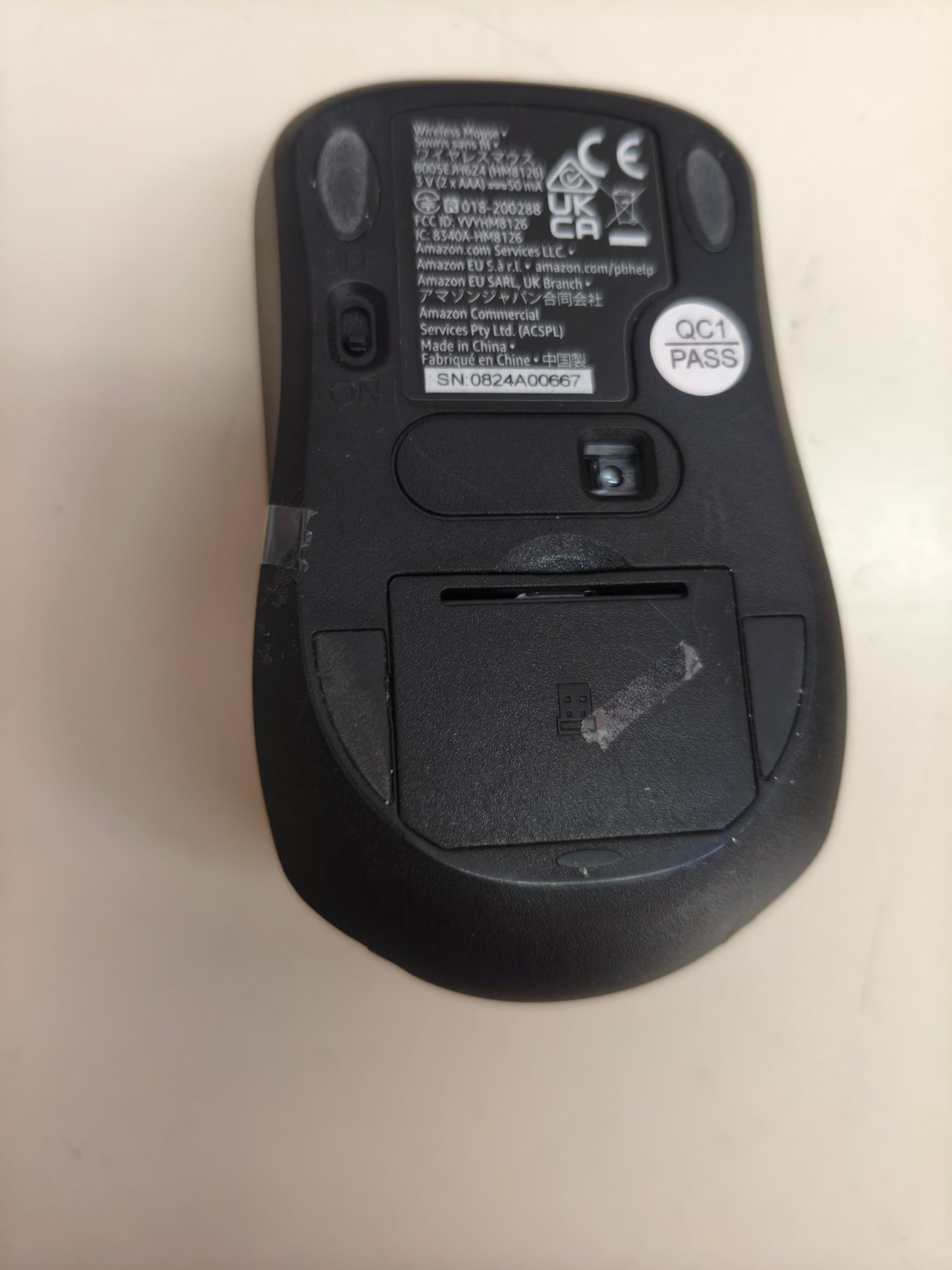 Ratón inalámbrico Amazon Basics con receptor USB, negro