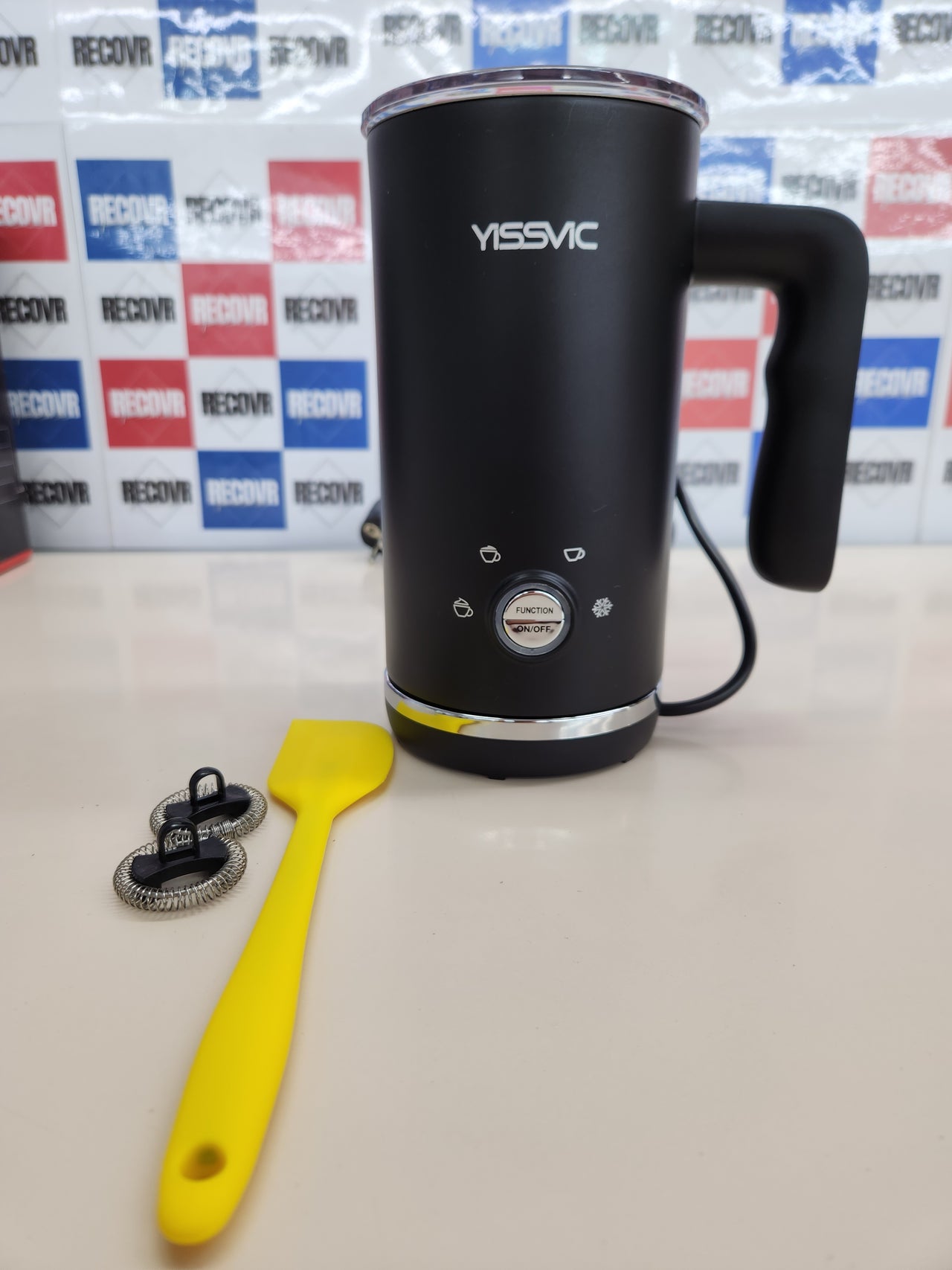 Espumador leche 600W, 300ml, eléctrico 4 en 1, espumador eléctrico, espumador de leche de acero inoxidable, control de temperatura, revestimiento antiadherente Yissvic