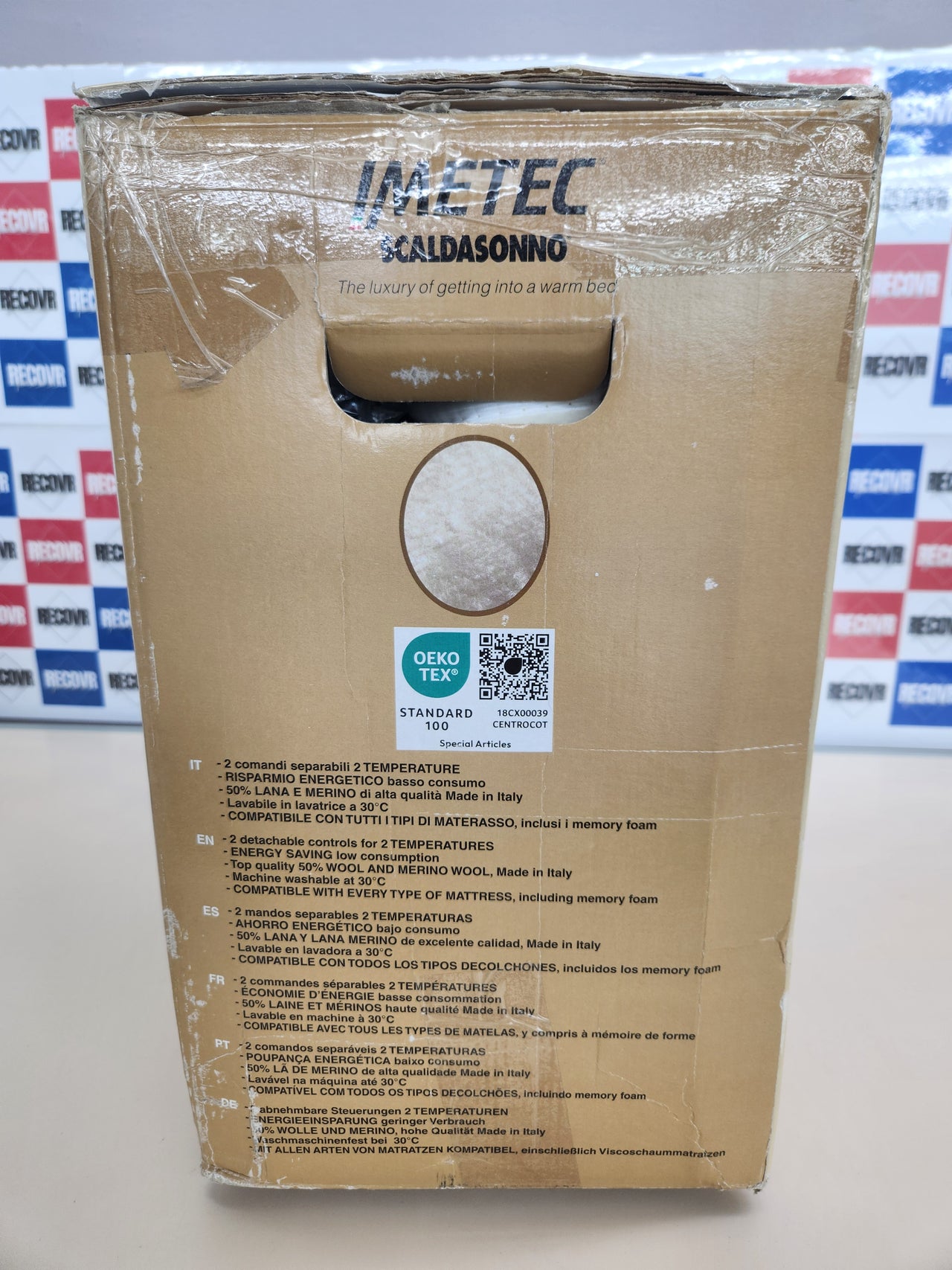 Imetec Scaldasonno doble 150 x 160 cm, 50 % lana merina, 2 temperaturas, dispositivo de seguridad Electro Block, fabricado en Italia