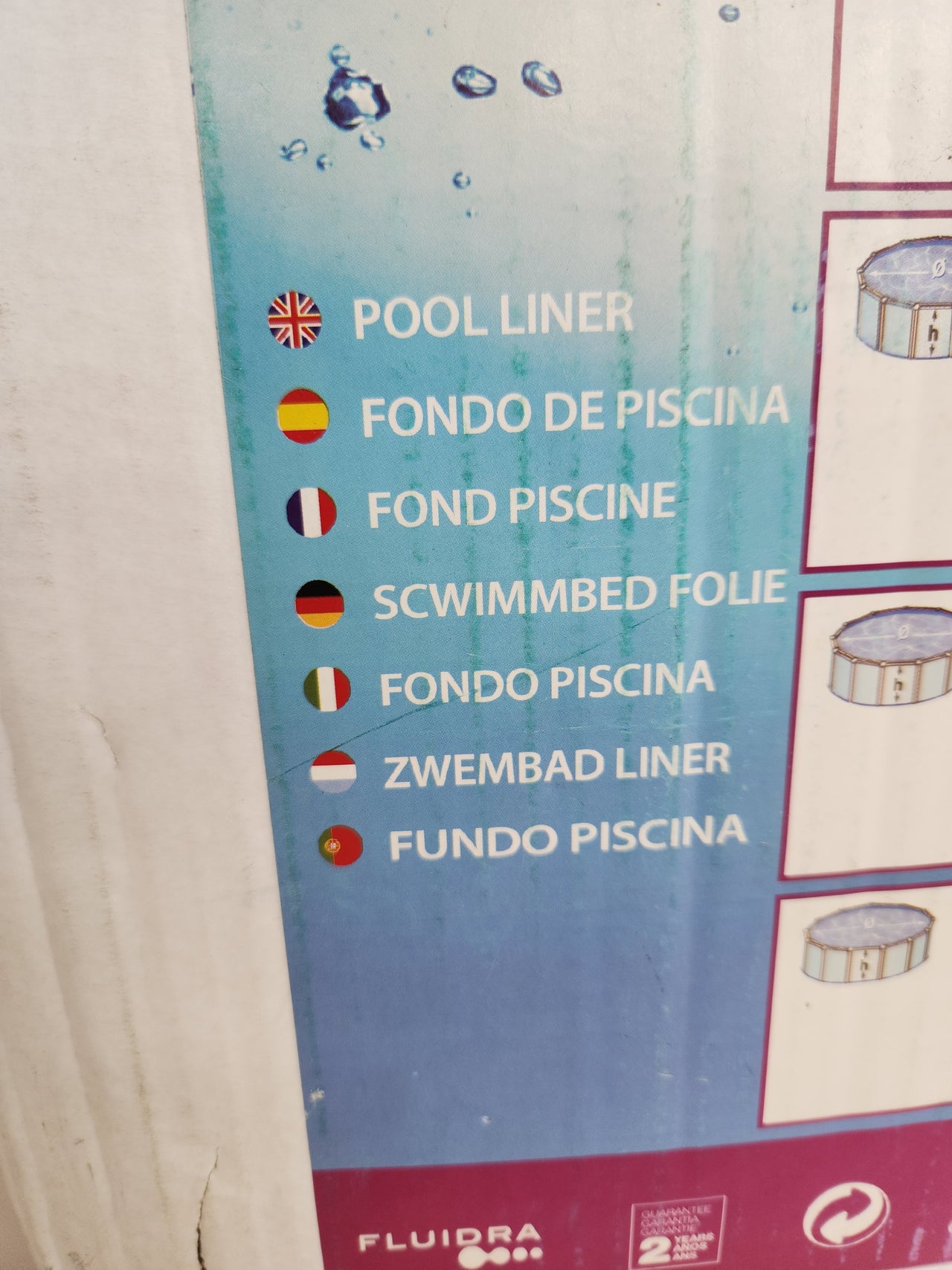 Liner Piscina Redonda 350cm Diámetro,Altura de 120 cm, Color Azul Gre FPR352 -