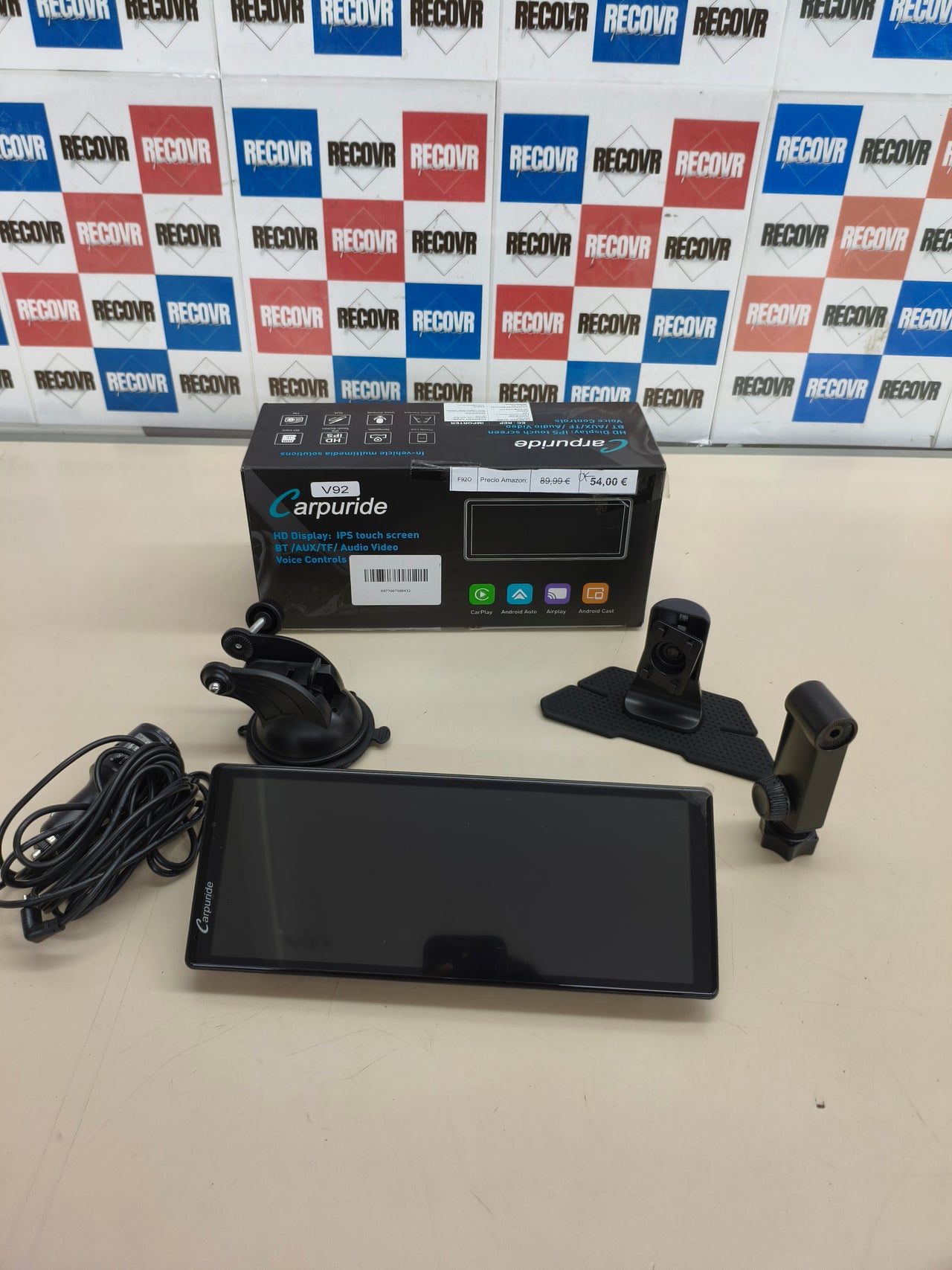 Pantalla portátil para coche Carpuride V92 10,26" con CarPlay y Android Auto inalámbricos