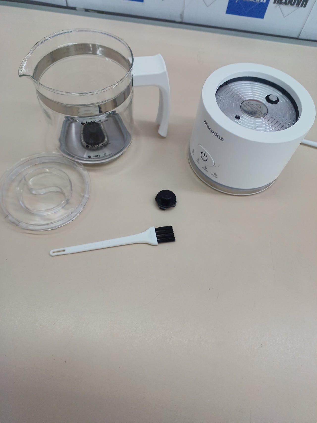 Espumador leche eléctrico,capacidad 250 ml capuchino o 300 ml leche caliente, de cristal, bonito para ver, 4 en 1 función, diseño dividido, Morpilot.