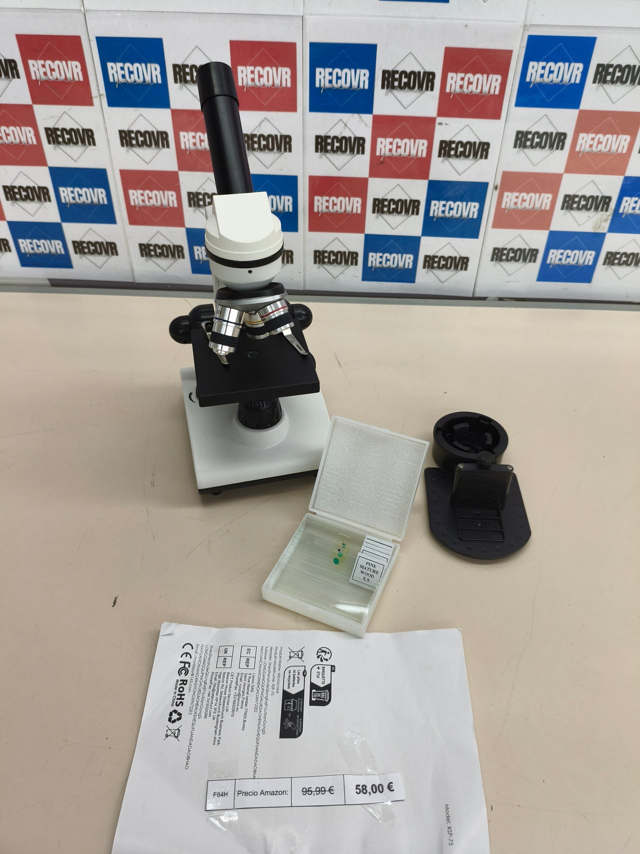 Microscopio profesional con adaptador para móvil y kit de laboratorio escolar