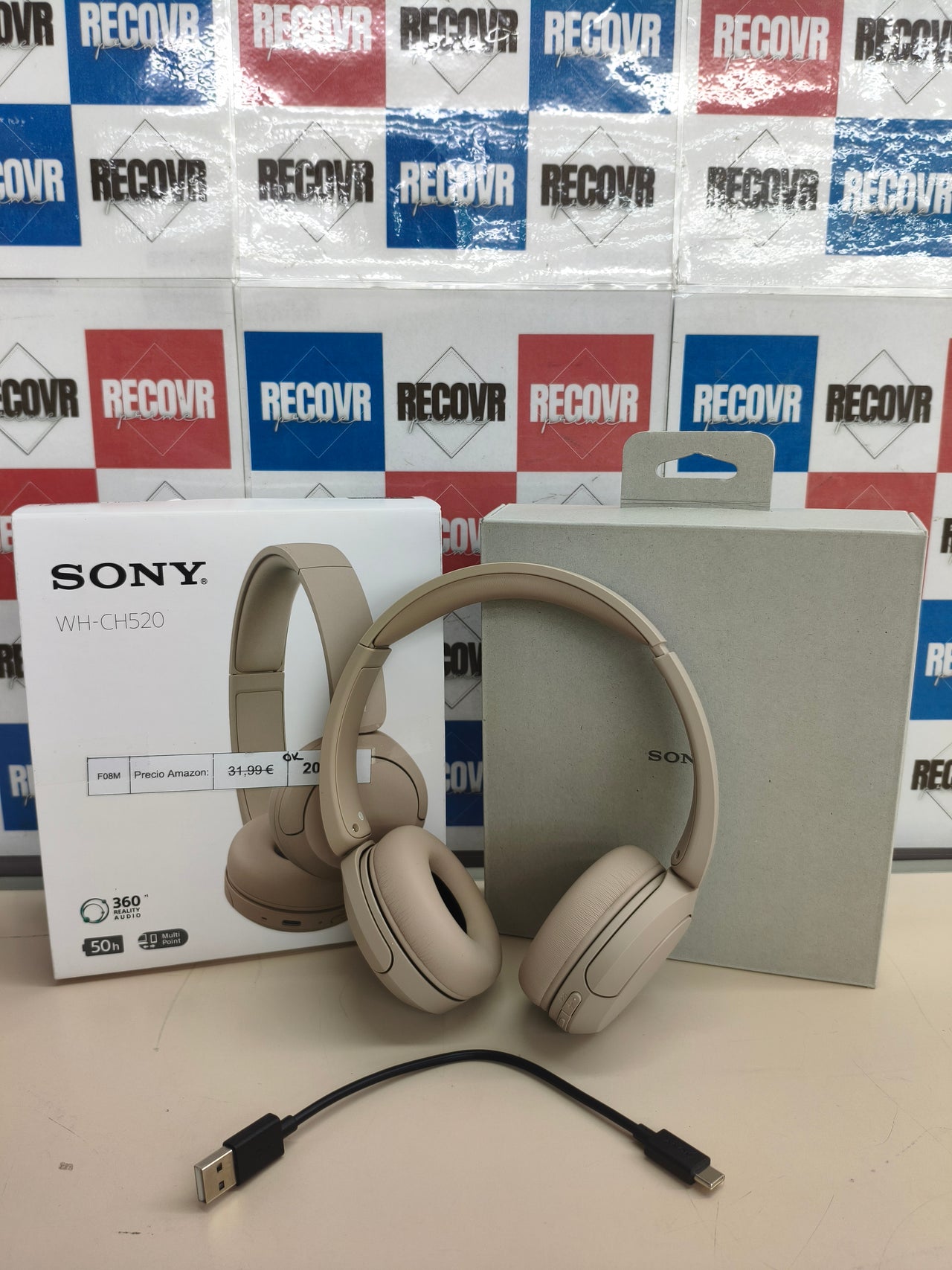 Auriculares Sony WH-CH520 Bluetooth beige con 50 horas de batería