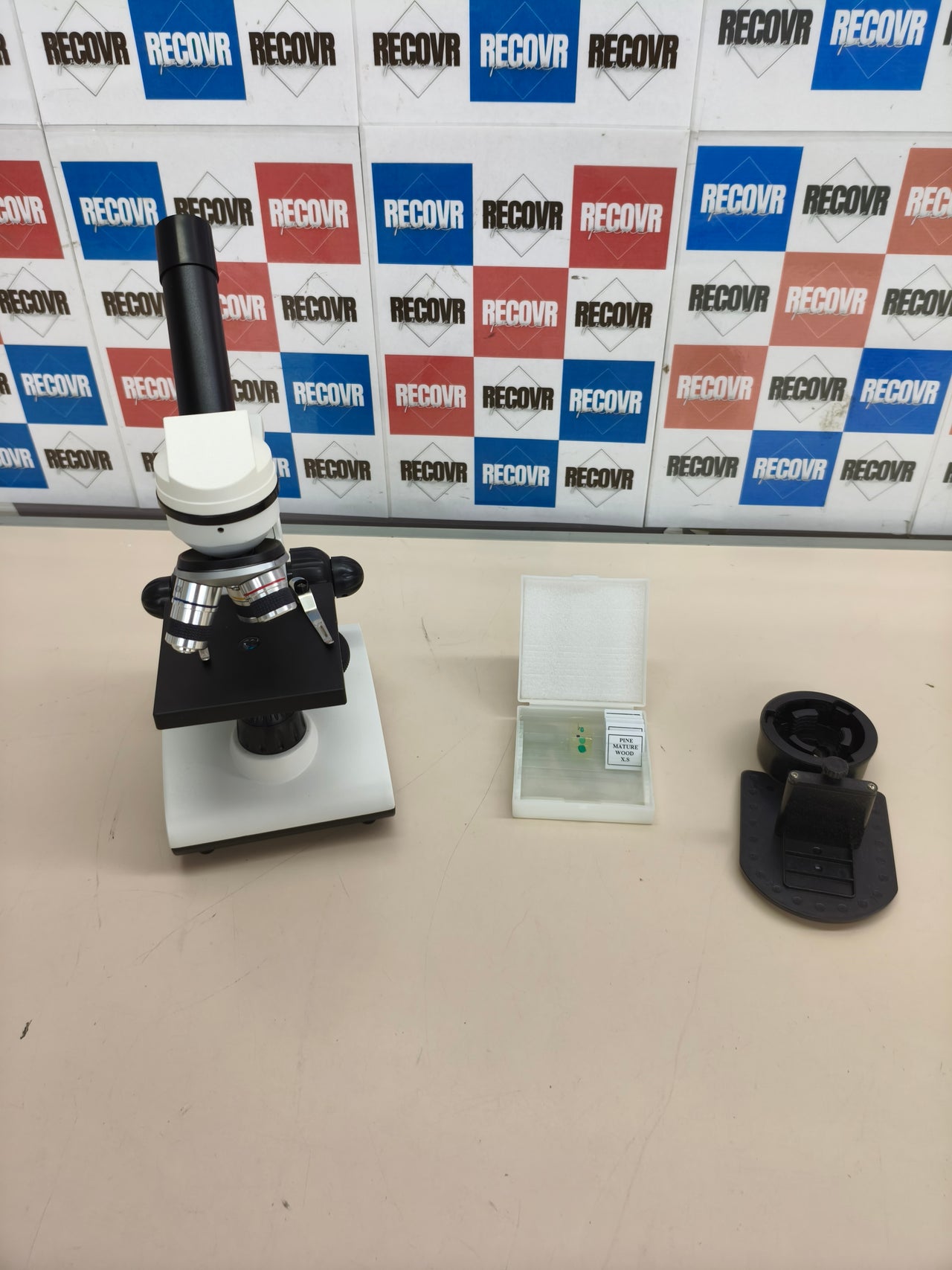 Microscopio profesional con adaptador para móvil y kit de laboratorio escolar