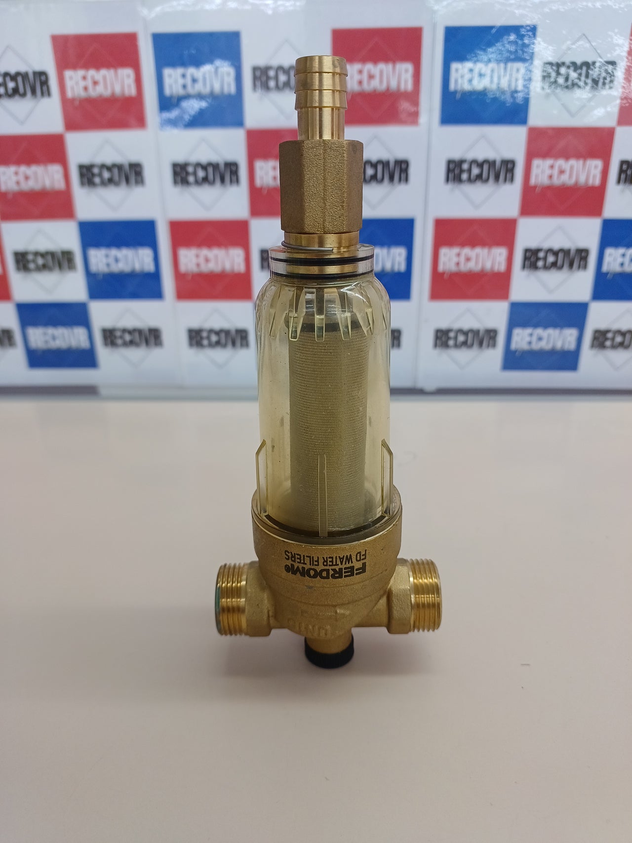 Prefiltro de Agua Reutilizable con Malla de Acero Inoxidable 90 Micras, Cabezal de Latón, Conexión 1/2" y 3/4"FERDOM FD177