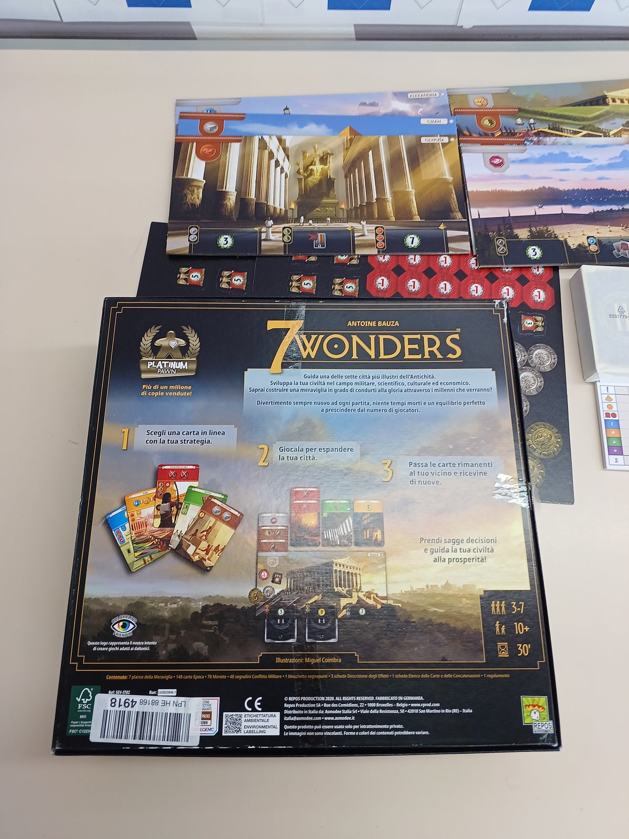 Juego de Mesa 7 Wonders en Italiano, para 3-7 Jugadores, Edad 10+ Asmodee