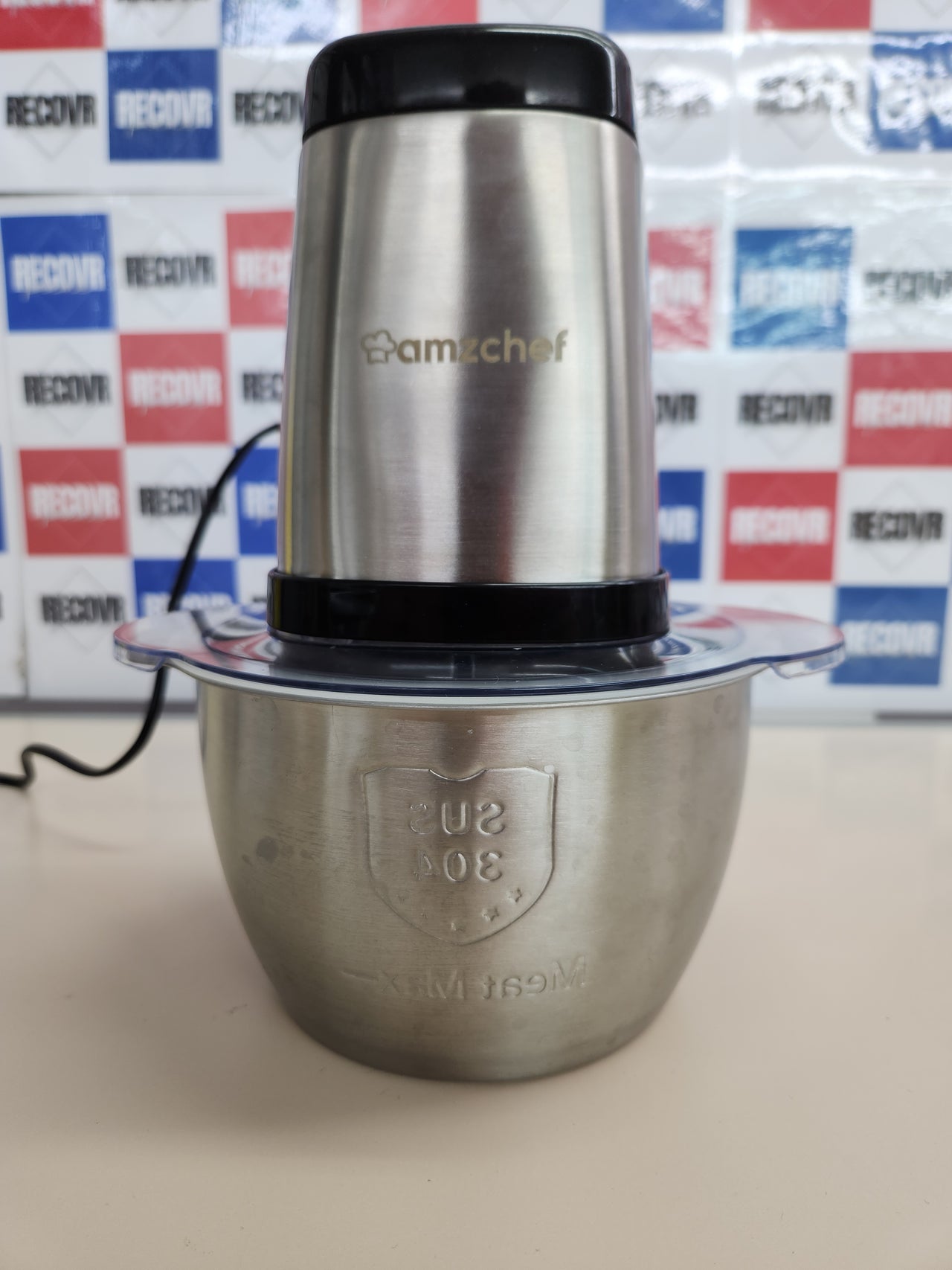 Picadora Eléctrica 500W, 1,5L AMZCHEF  Acero Inox