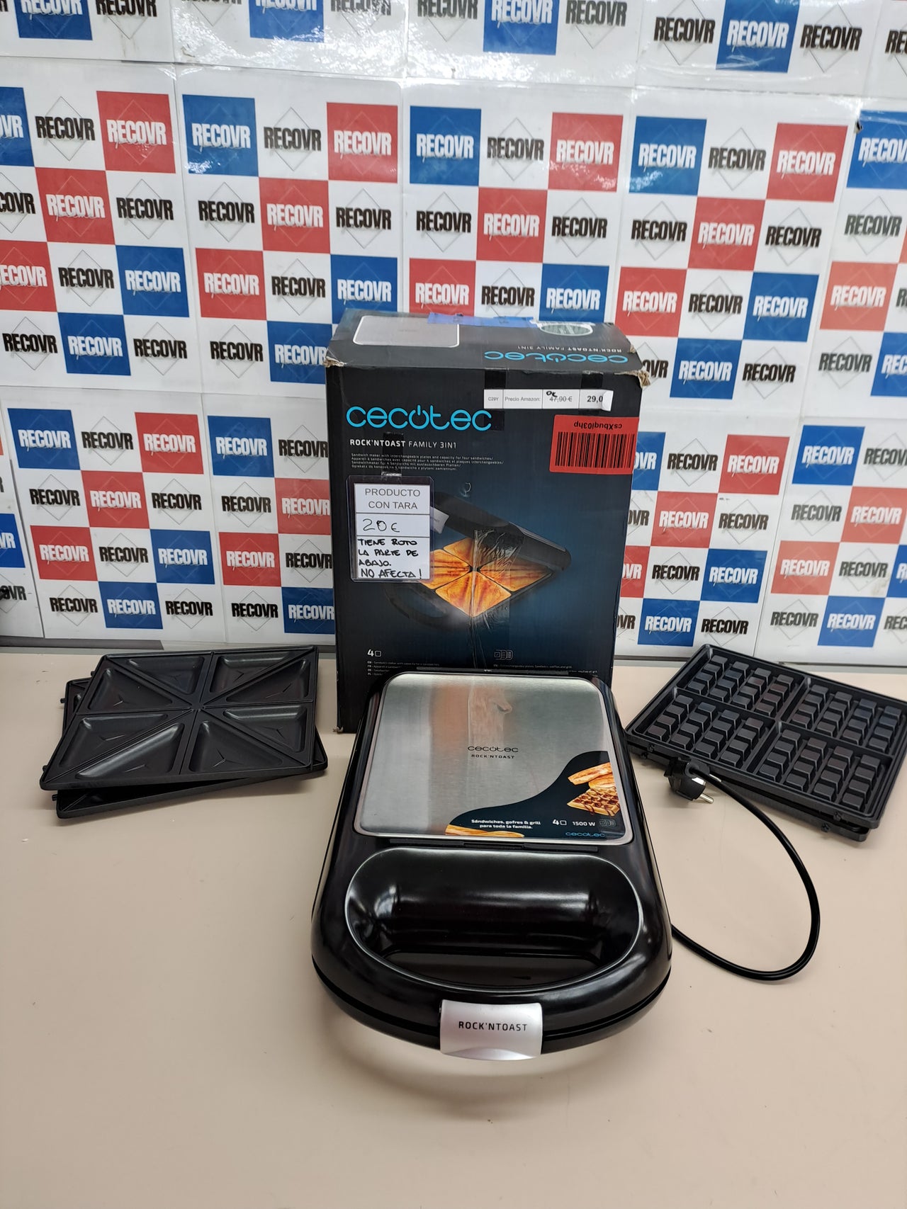 Sandwichera 3 en 1 1500 W 4 sándwiches – Cecotec