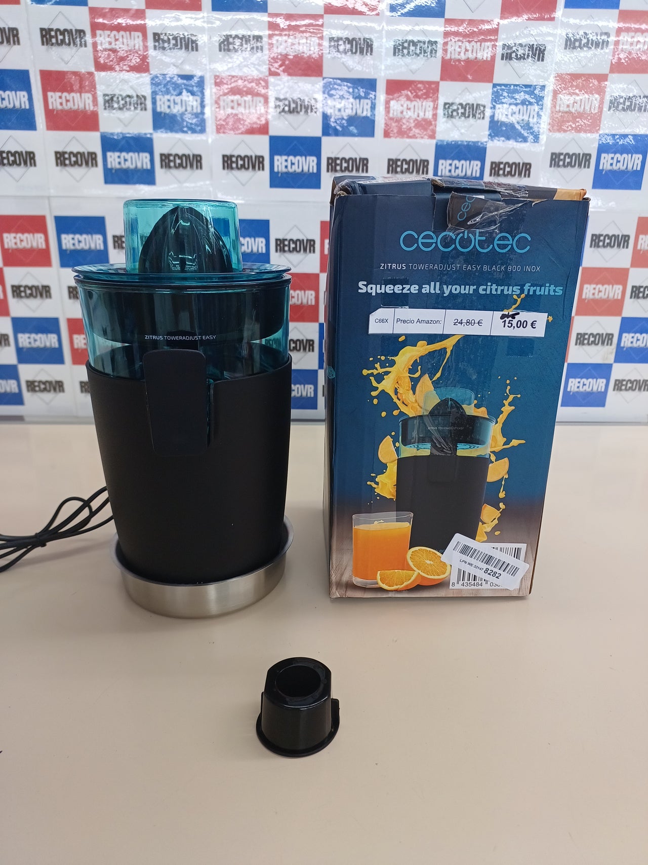 Exprimidor torre 800W pulpa ajustable Zitrus Tower Cecotec