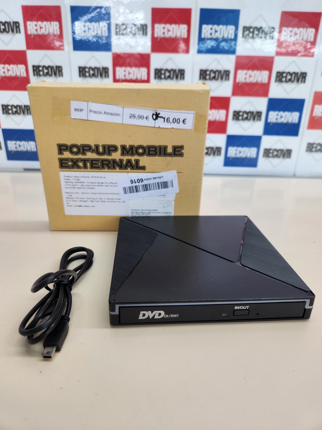 Lector DVD externo USB-C/USB 3.0 con grabador