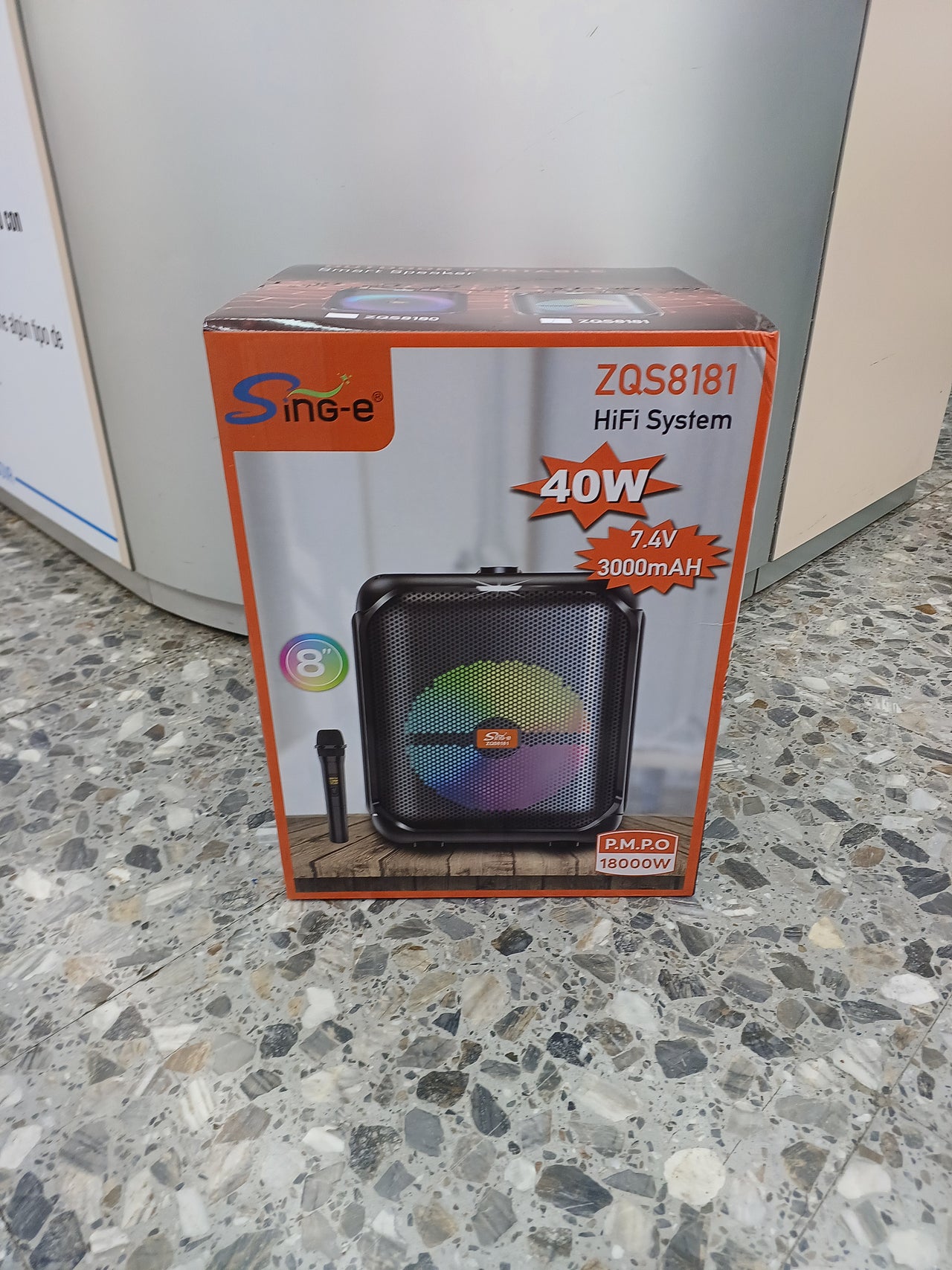 Altavoz Karaoke con Micrófono input, 40W, 18000W PMPO, 3000mAh, 7.4V, 8" SING-e ZQS8180