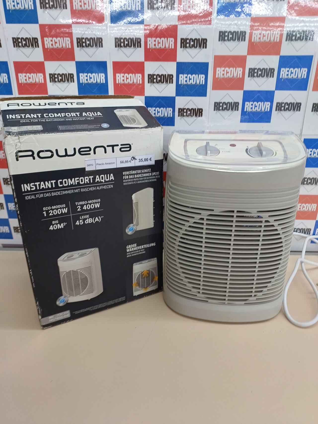 Calefactor bajo consumo 2400W apto baño silencioso - Rowenta