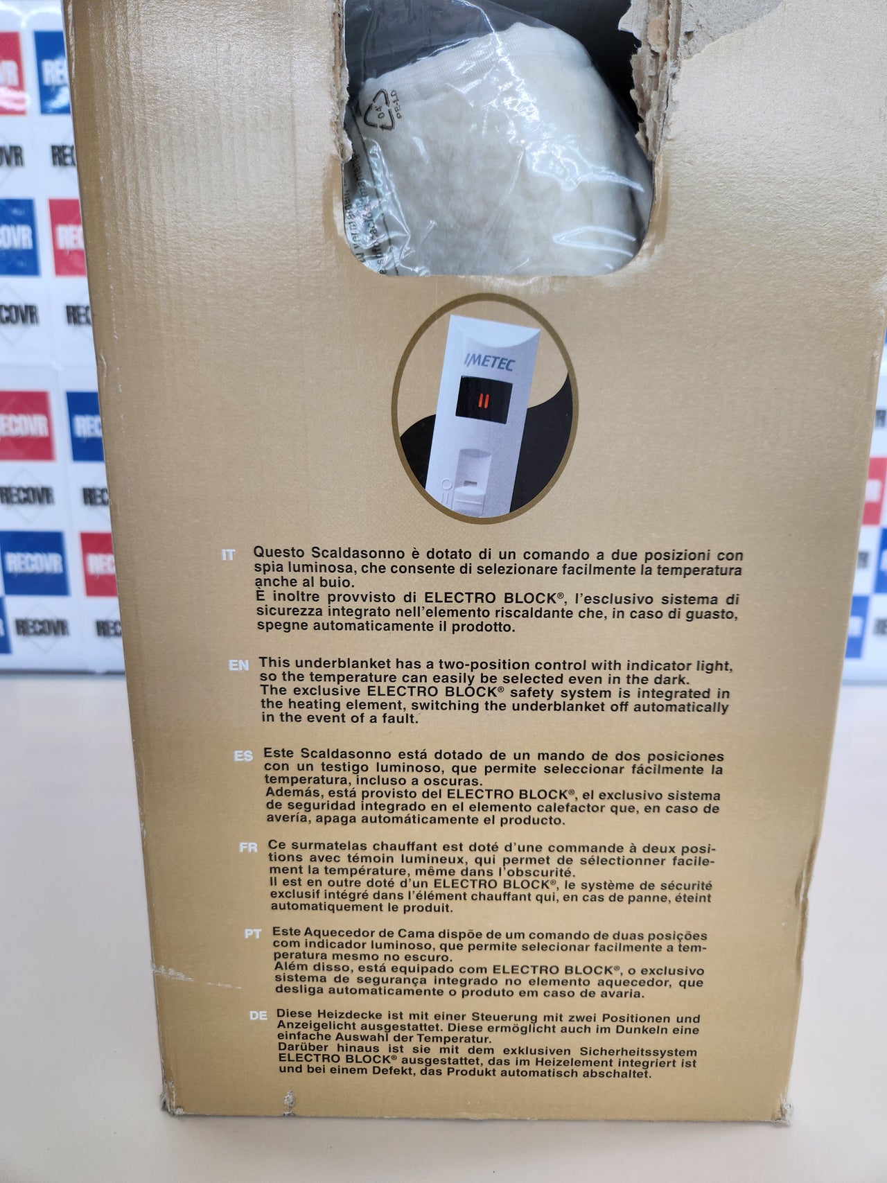 Imetec Scaldasonno doble 150 x 160 cm, 50 % lana merina, 2 temperaturas, dispositivo de seguridad Electro Block, fabricado en Italia