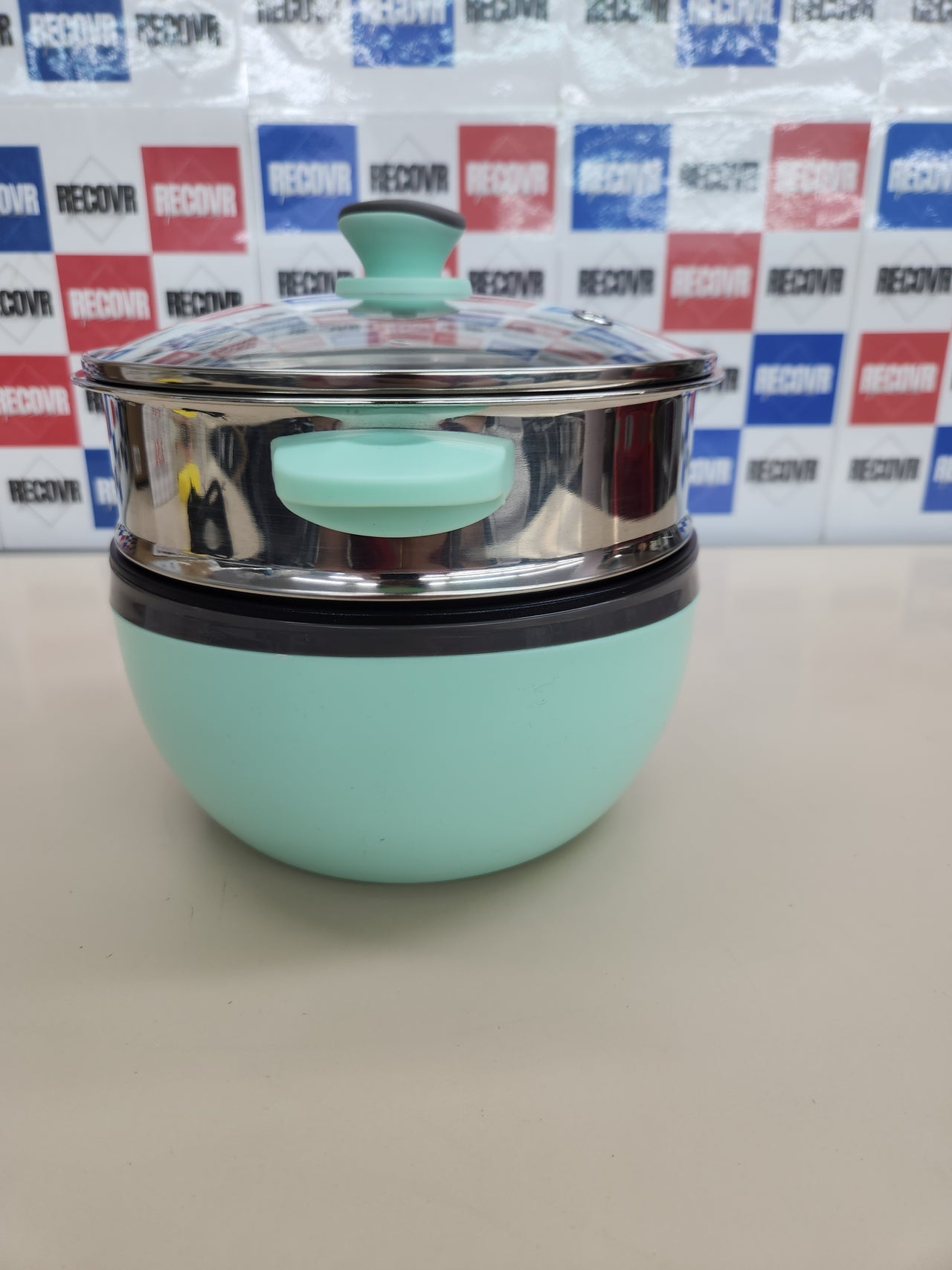 Audecook Olla eléctrica con vaporera, 20cm sartén eléctrica antiadherente, cazuela eléctrica pequeña para viajes, hotel, estudio - Verde