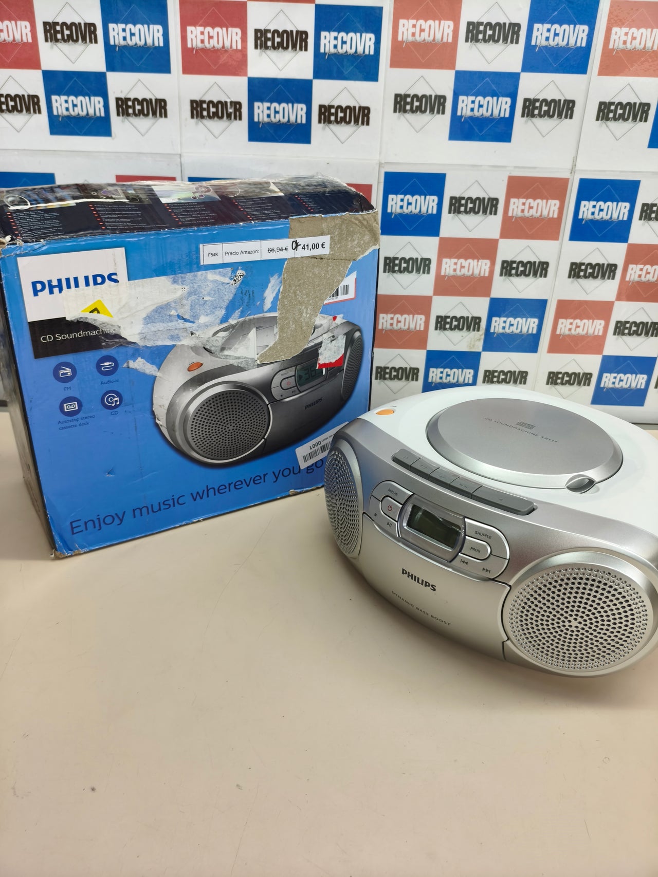 Radio CD portátil Philips AZ127/12 con casete