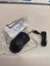Ratón con cable Amazon Basics, 3 botones, silencioso, negro