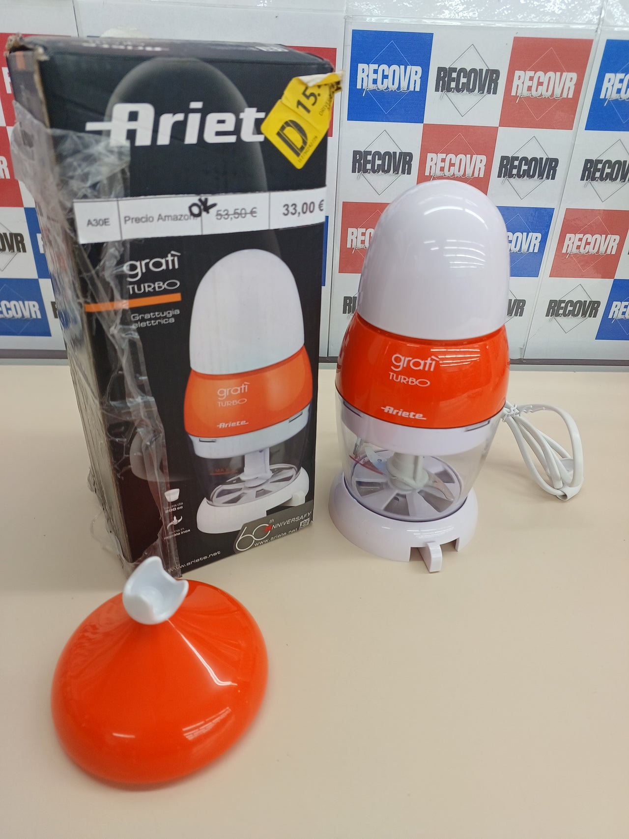 DeLonghi 439 Grati Turbo Rallador de queso eléctrico, 200 W, color blanco y naranja