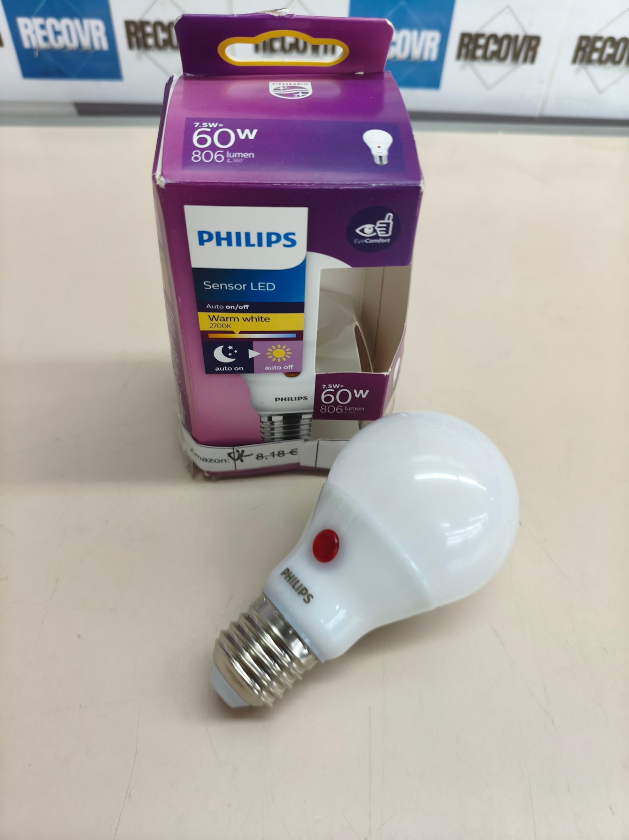 Bombilla LED Philips de 60 W, luz cálida 2700 K,