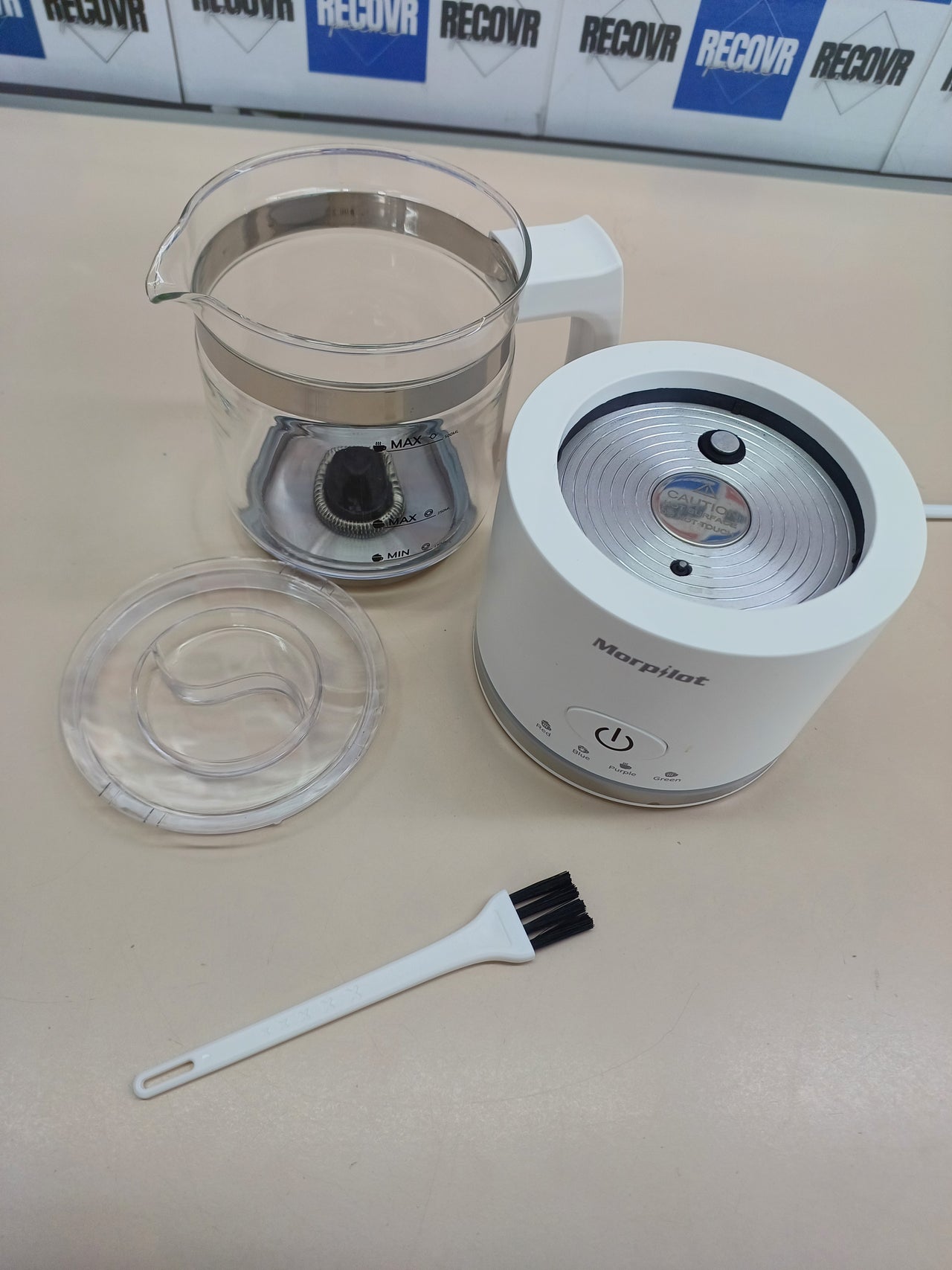 Espumador leche eléctrico,capacidad 250 ml capuchino o 300 ml leche caliente, de cristal, bonito para ver, 4 en 1 función, diseño dividido, Morpilot.