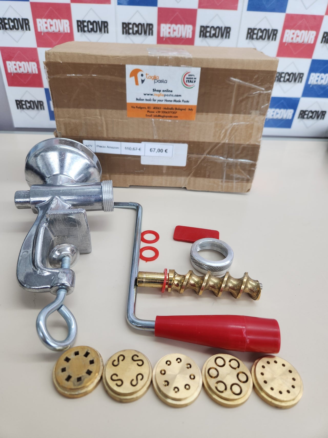 Máquina Pasta Fresca 5 trefiladores de latón para Espaguetis, Macarrones, Bucatinis, Caserecces y Espaguetis alla chitarra con Virola en Aluminium |