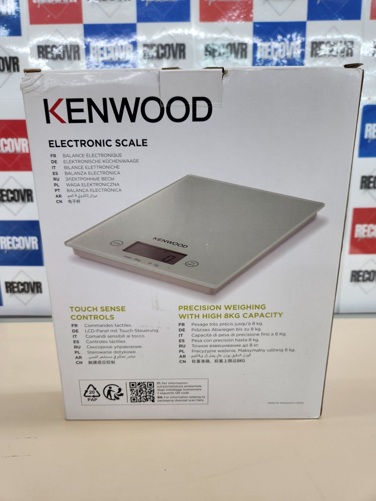 Báscula digital de cocina Kenwood DS401, vidrio, color blanco