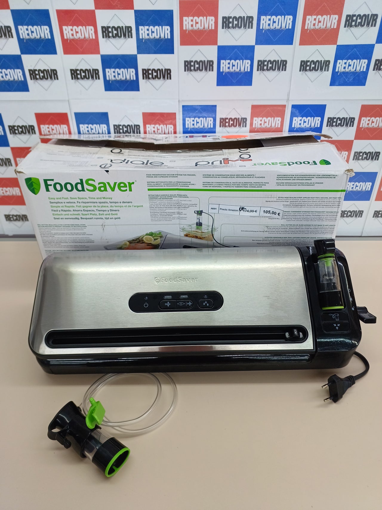 Envasadora al Vacío con un Cutter Incorporado, Funciones «solo sellado», «húmedo/seco» y «marinar», incluye Rollos/Bolsas [FFS017X] FoodSaver
