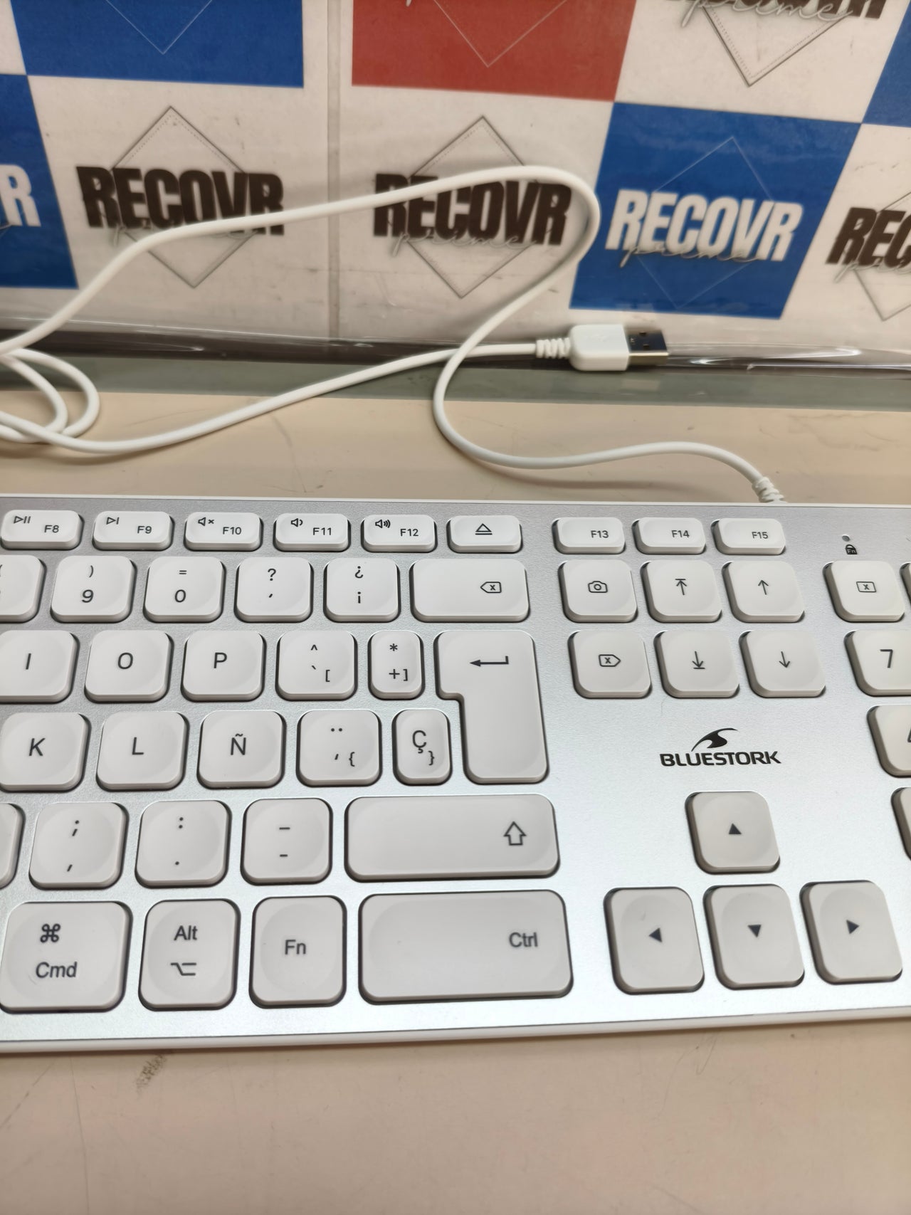Teclado QWERTY con cable Bluestork para Mac, blanco