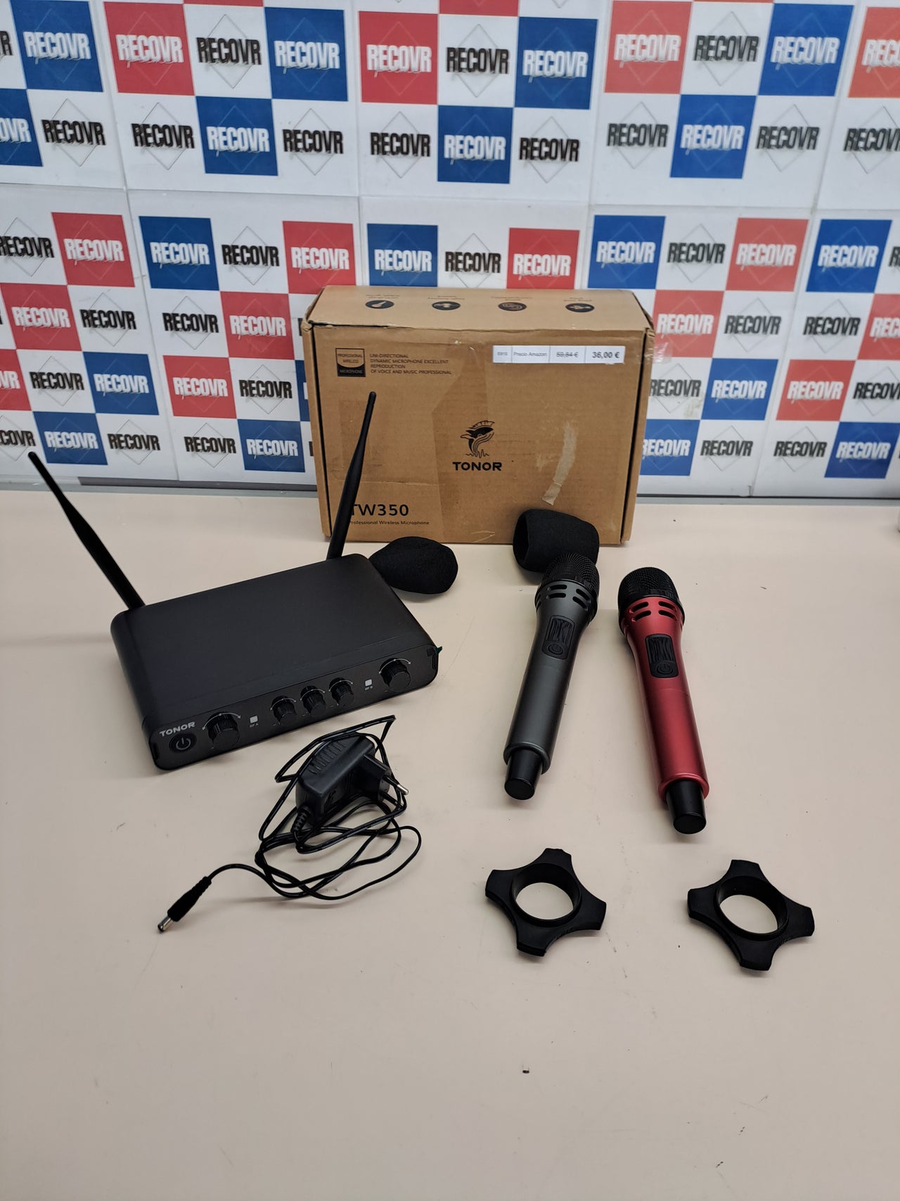 Micrófono inalámbrico TONOR  dual UHF con receptor para karaoke y eventos