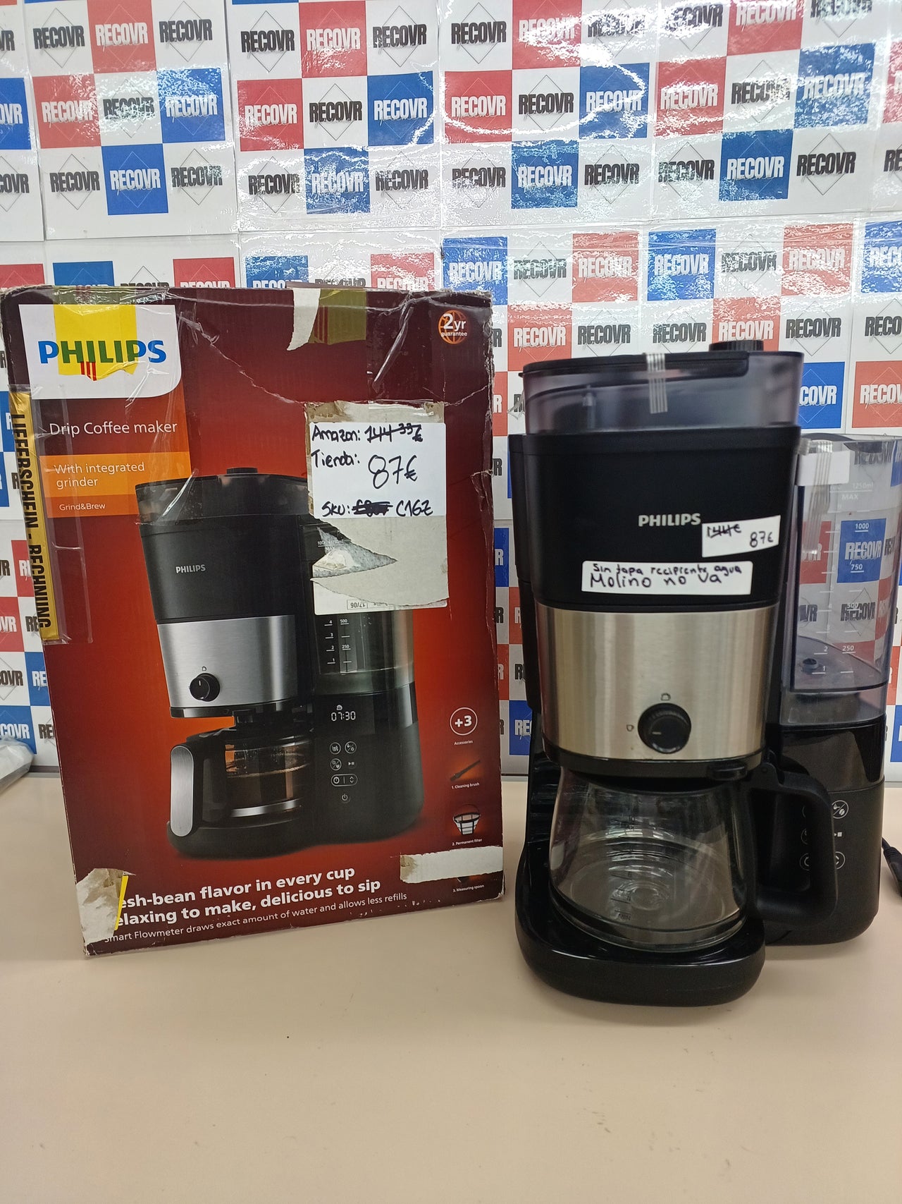 Cafetera goteo con molinillo, jarra 1,25 L PHILIPS
