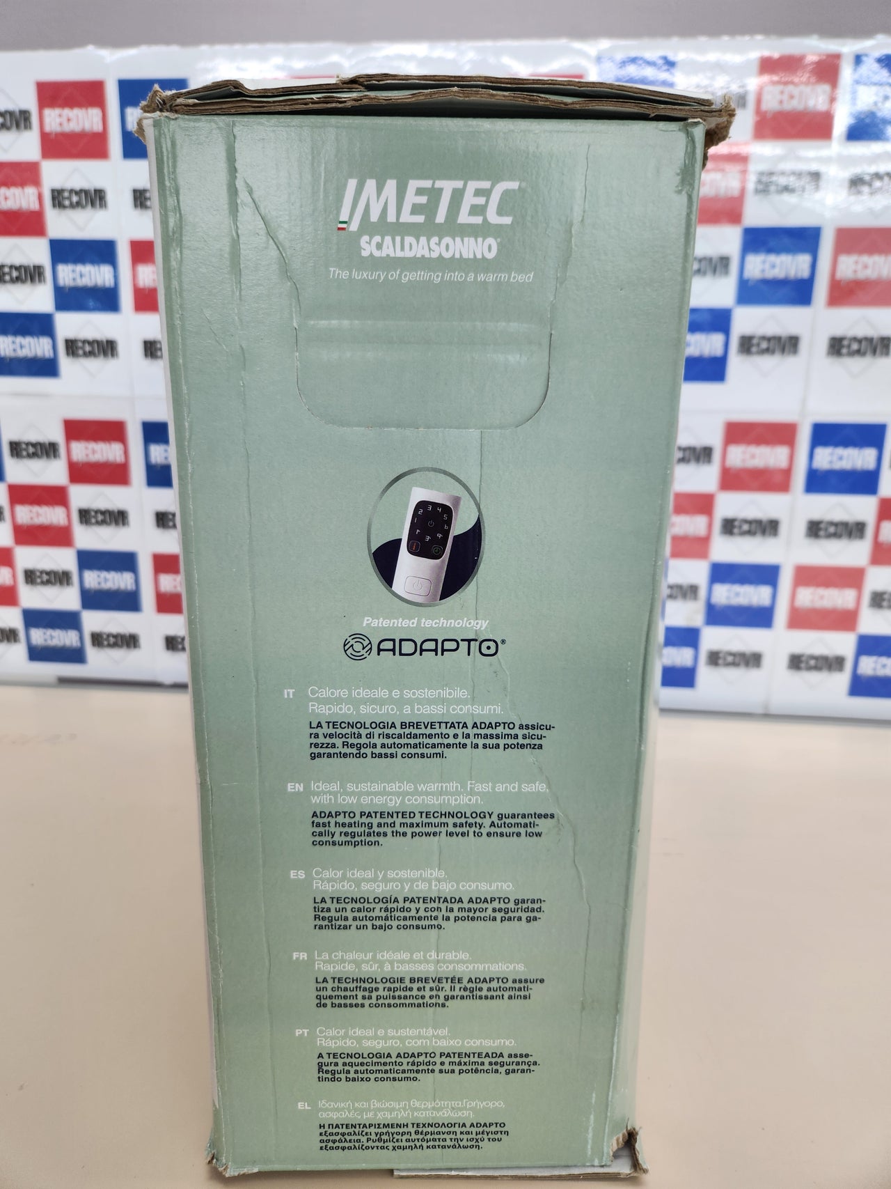 Imetec Adapto Recreo, Calientacamas doble 150 x 160 cm, Calentamiento rápido, Temperatura constante y personalizable, Tejido acolchado hipoalergénico lavable, Made in Italy, Control 6 temperaturas