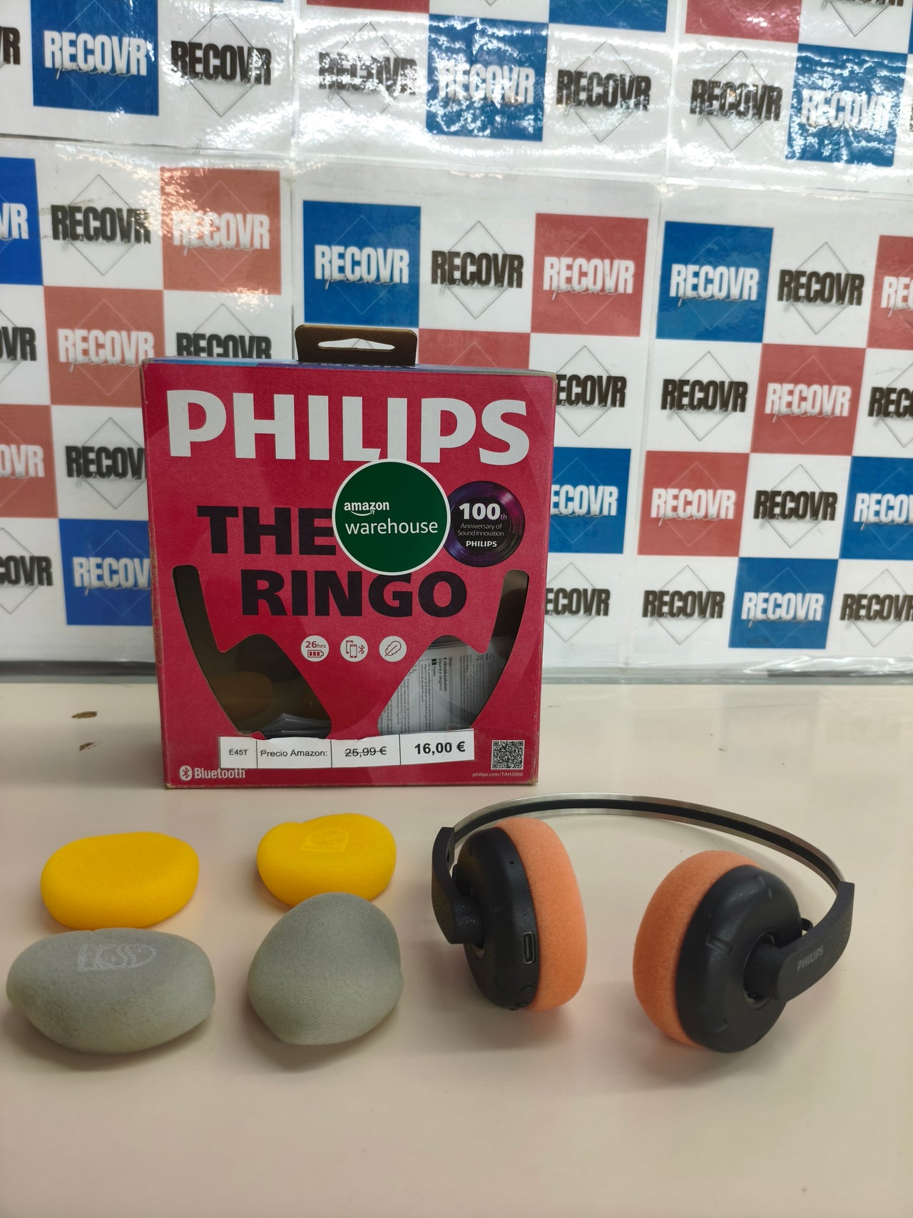 Philips Century 2000 Series - Auriculares inalámbricos supraaurales TAH2000BK/00 The Ringo, Auriculares Retro Bluetooth 5.4 con Tiempo de reproducción de 26 Horas, multipunto, micrófono, Controles