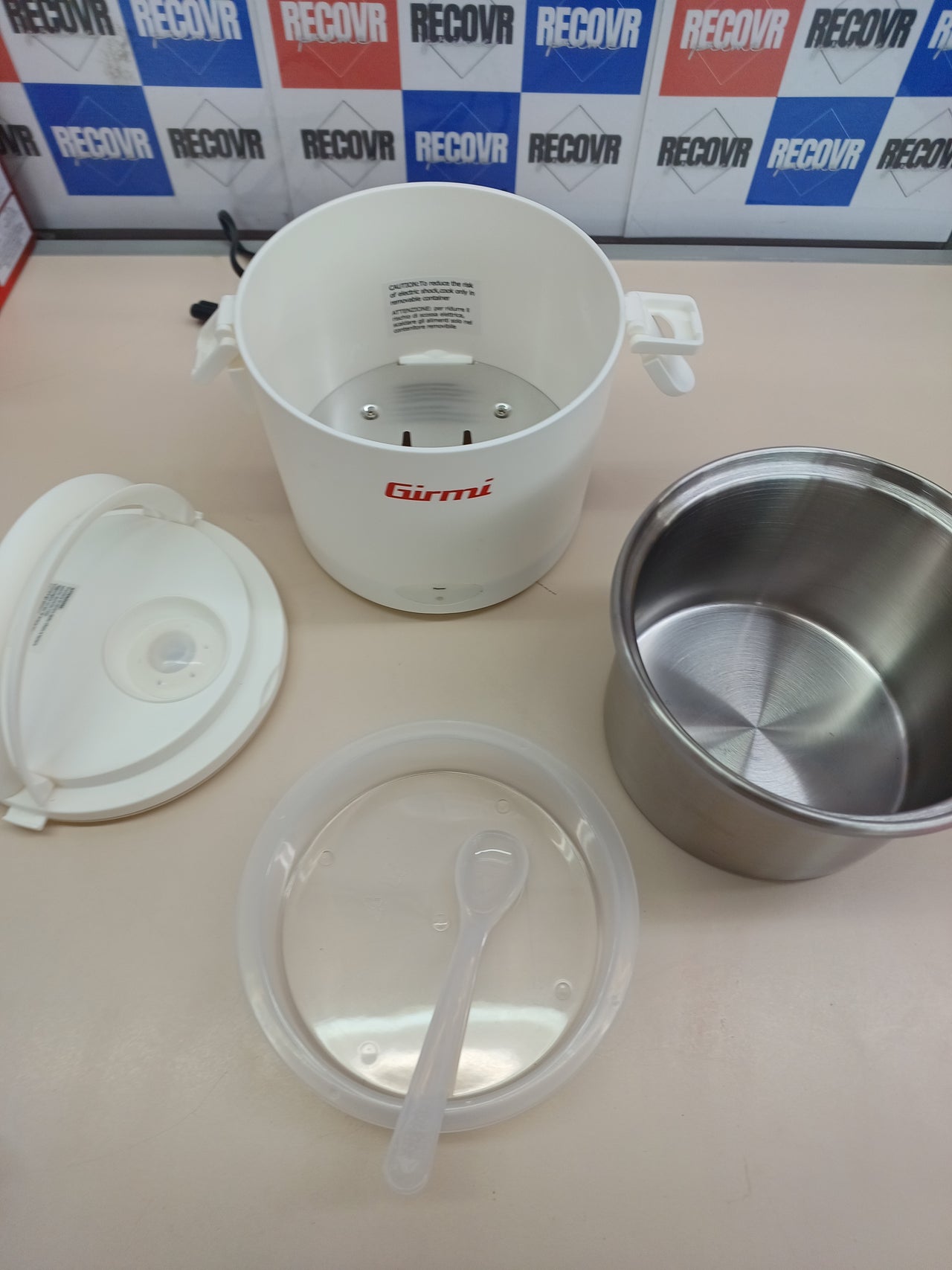 Calentador de alimentos eléctrico Girmi SC02 "Vivandiere 2 en 1", recipiente de acero inoxidable de 0,7 L, doble voltaje: 12 V - 230 V, 36 W, color blanco