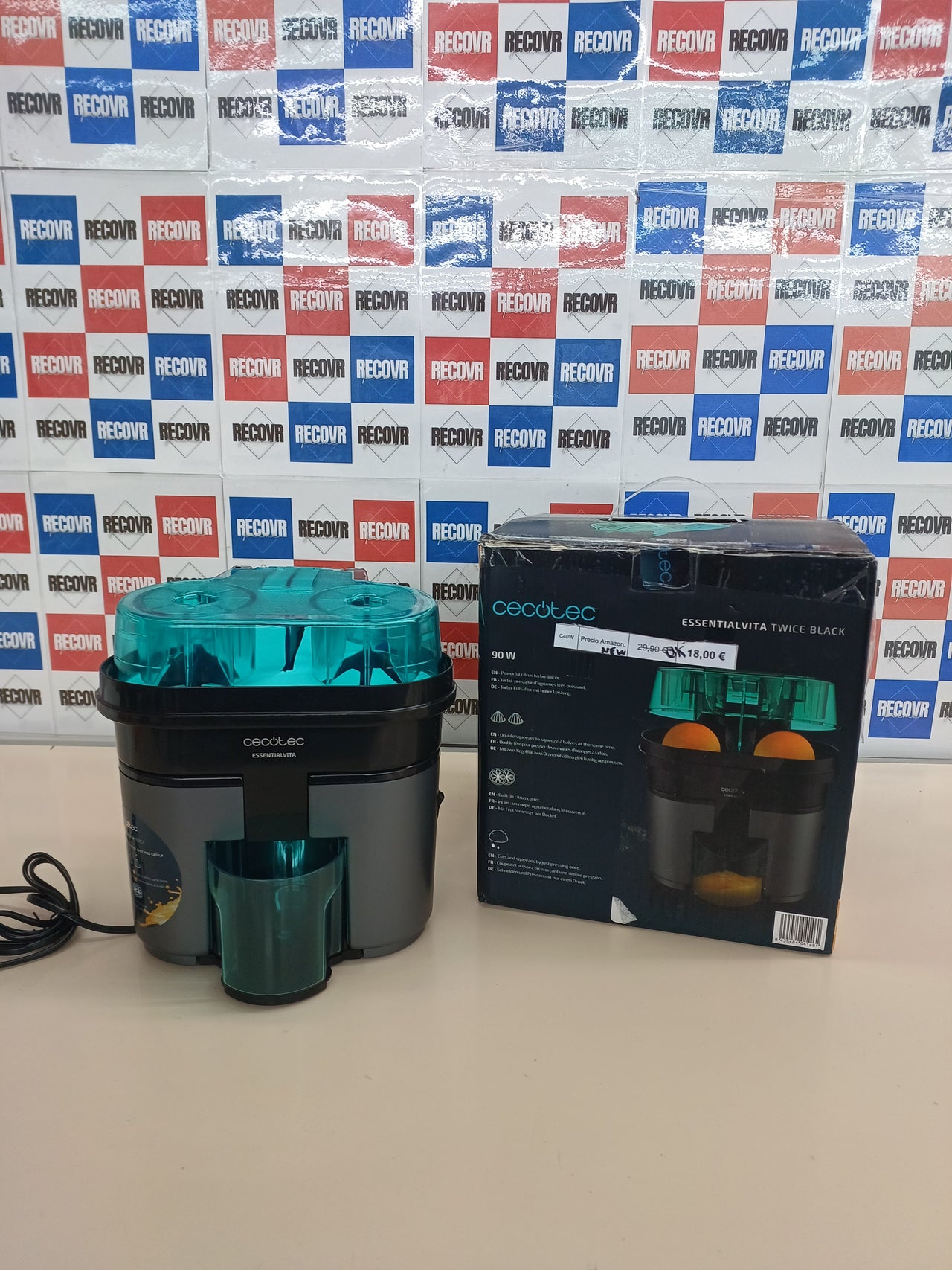 Exprimidor 90W doble cabezal vaso 500ml Cecotec