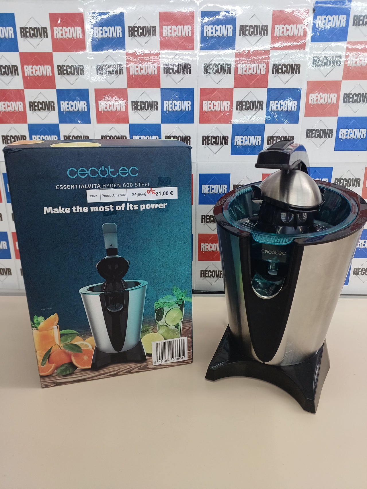 Exprimidor 600W acero inox antigoteo Cecotec